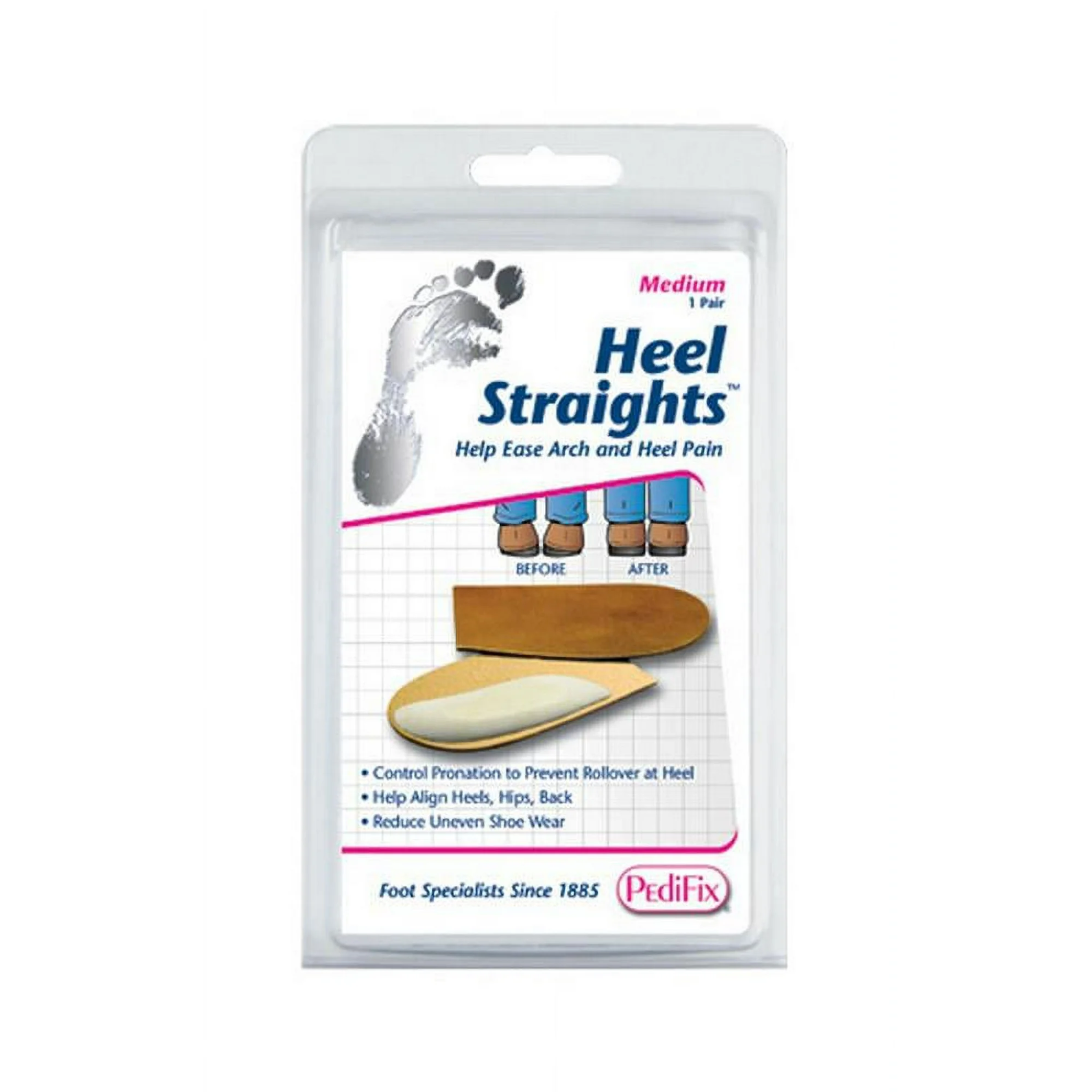 PediFix, Heel Straights, Comfortable and Supportive Foot Alignment, Medium, 1 Pair Per Pack