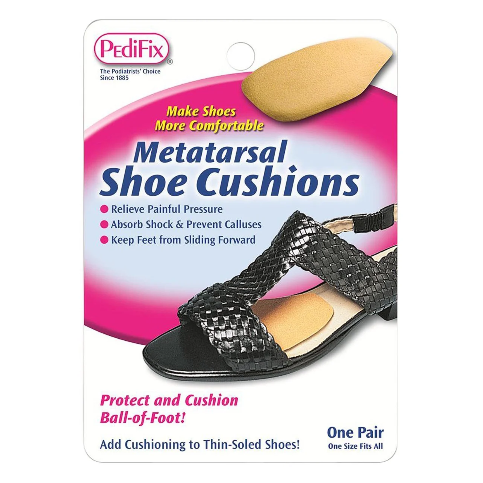 PediFix, Metatarsal Shoe Cushion, Soft Padding for Foot Comfort and Pressure Relief, OSFM, 1 Pair