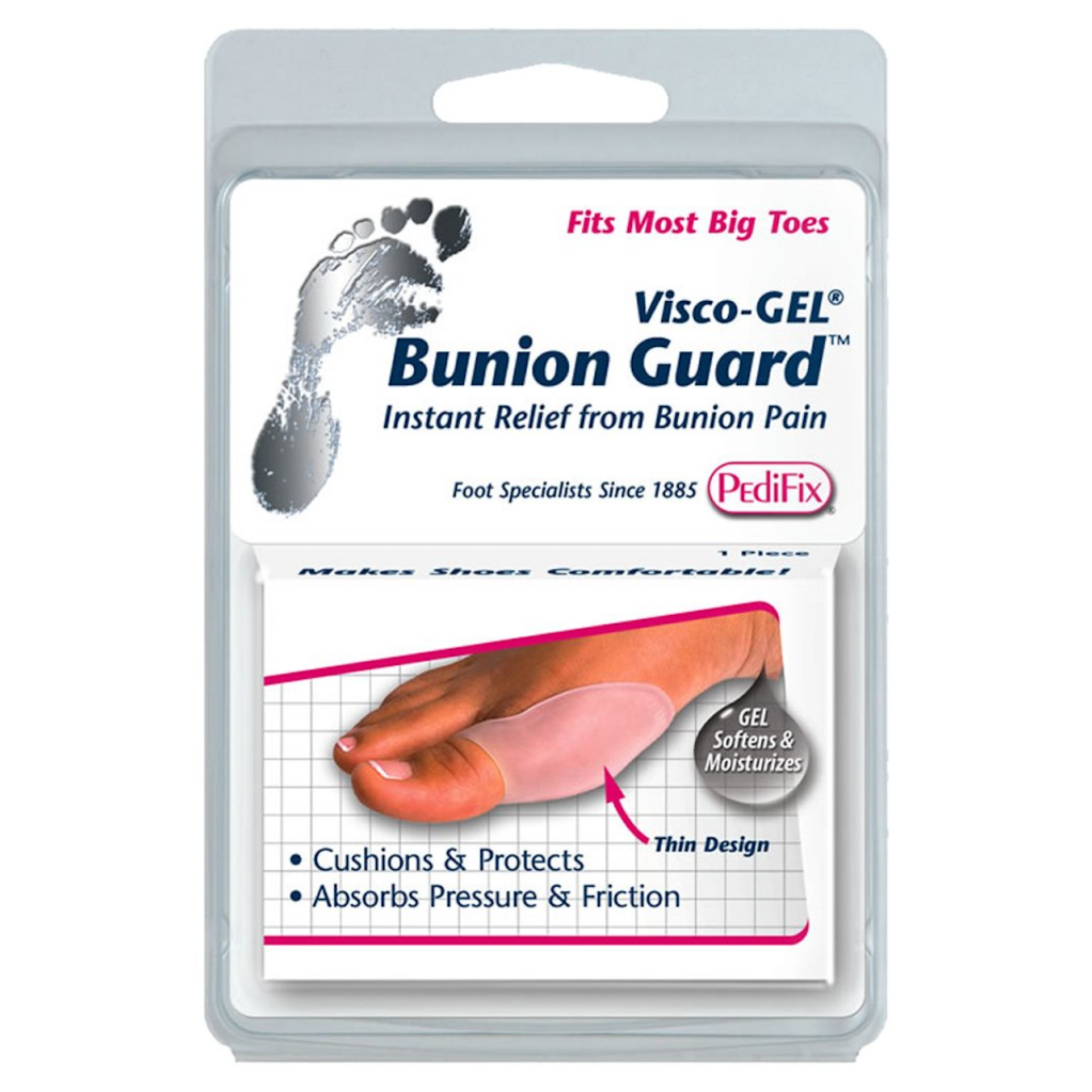 PediFix, Visco-GEL Bunion Guard (Hallux), Soft Cushioning for Big Toe Relief, OSFM, 1 Count