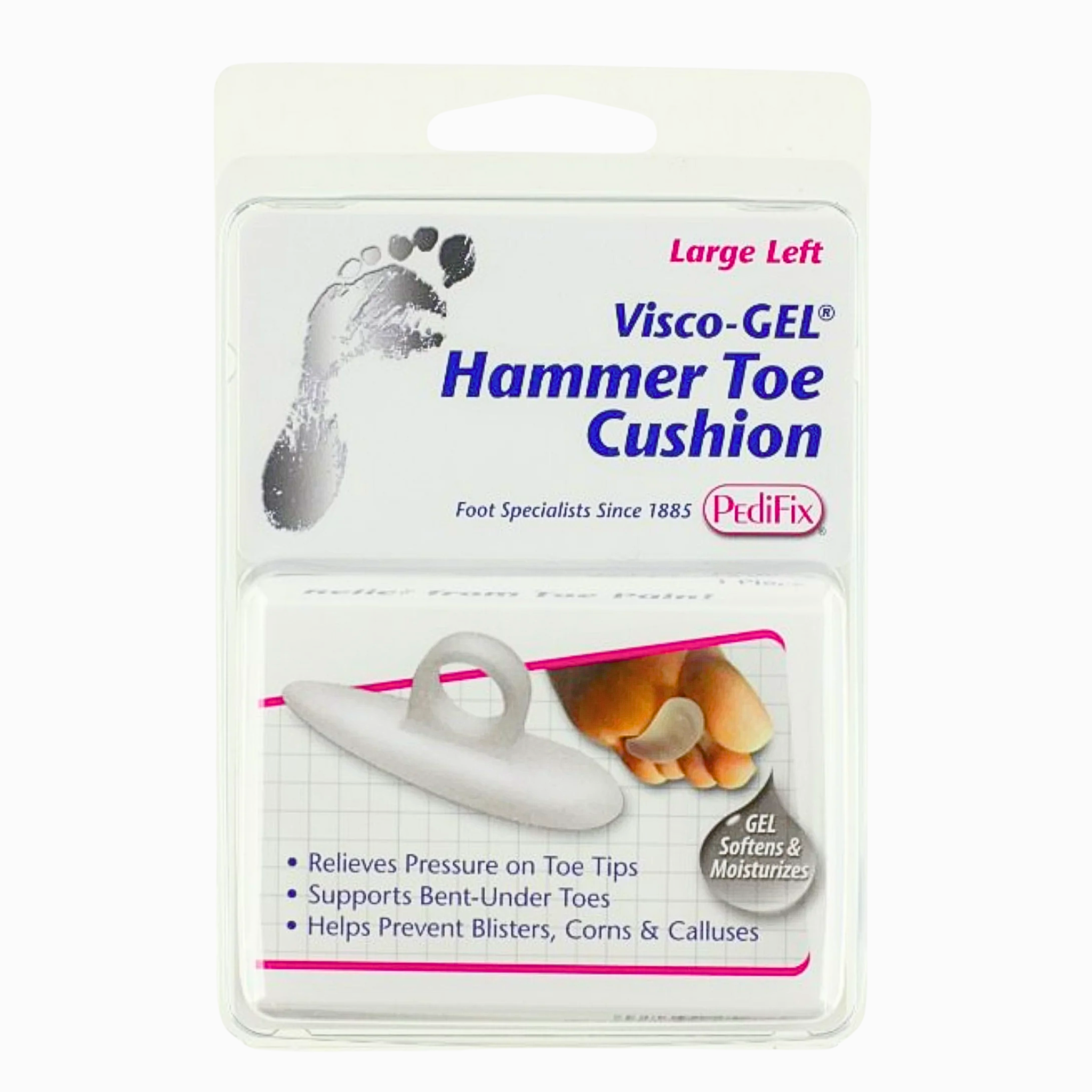 PediFix, Visco-GEL Hammer Toe Cushion, Large Left, Cushioned Relief for Toe Comfort, 1 Each