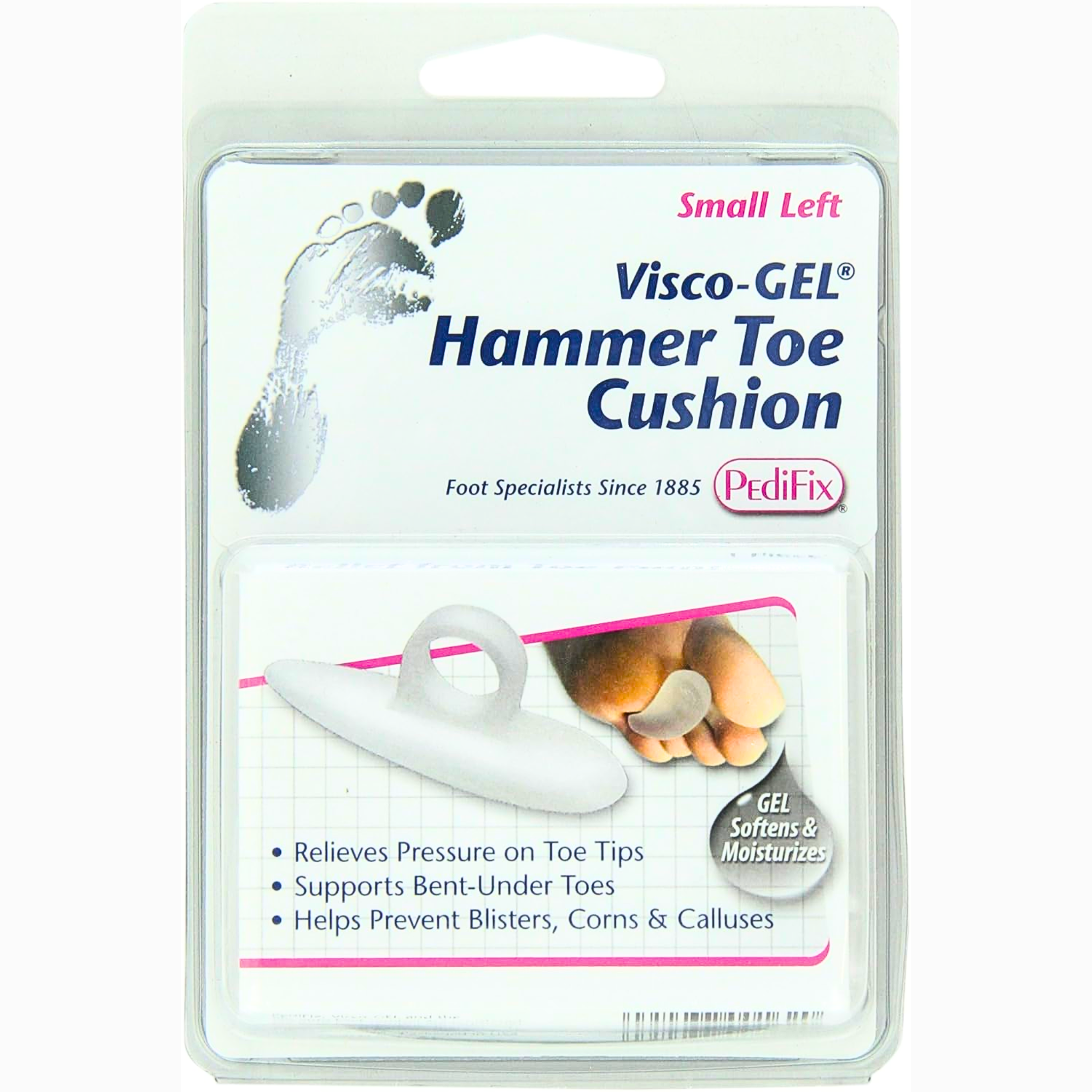 PediFix, Visco-GEL Hammer Toe Cushion, Small Left, Cushioned Relief for Toe Discomfort, 1 Each