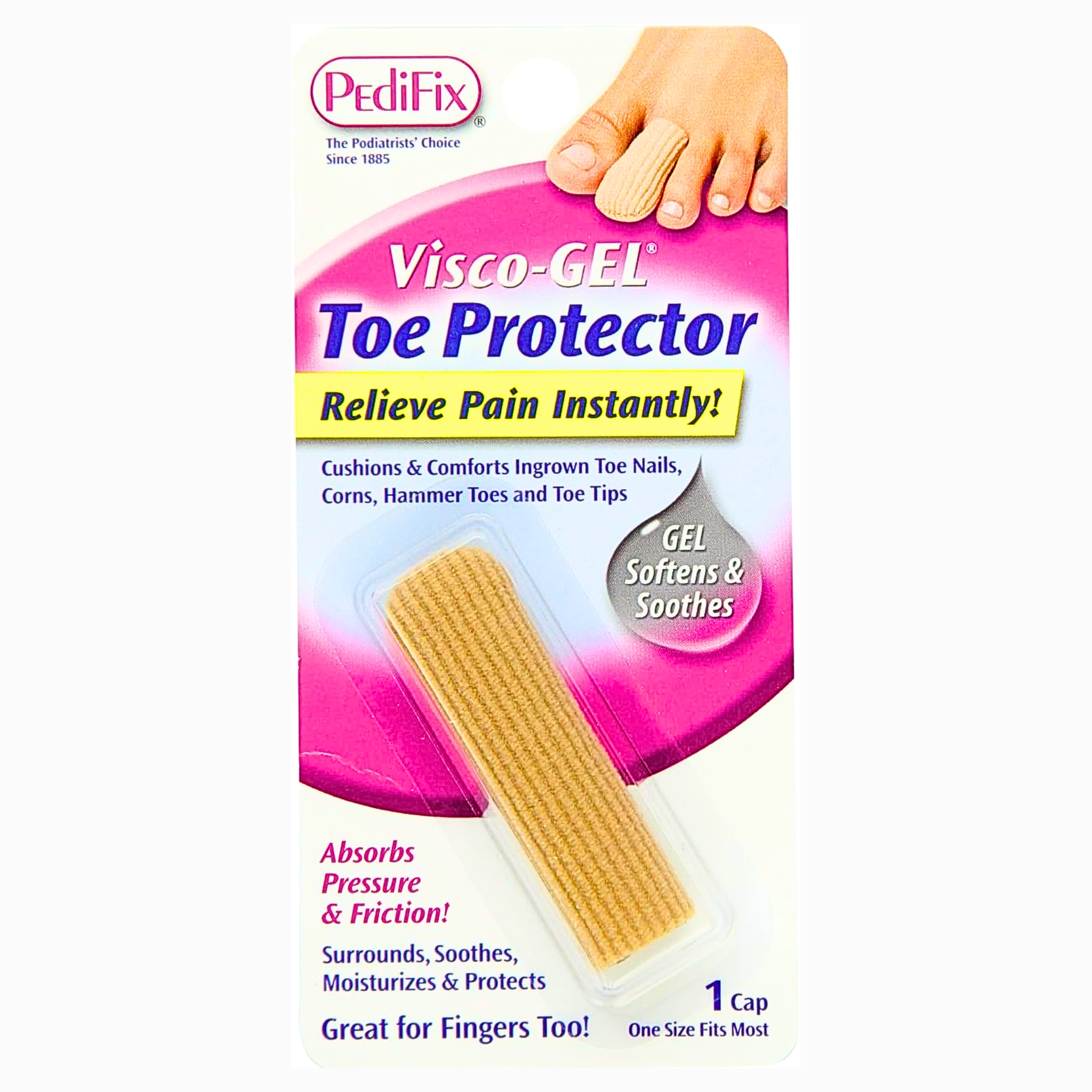 PediFix, Visco-GEL Toe Protector, Cushioned Relief for Toe Comfort, 1 Count