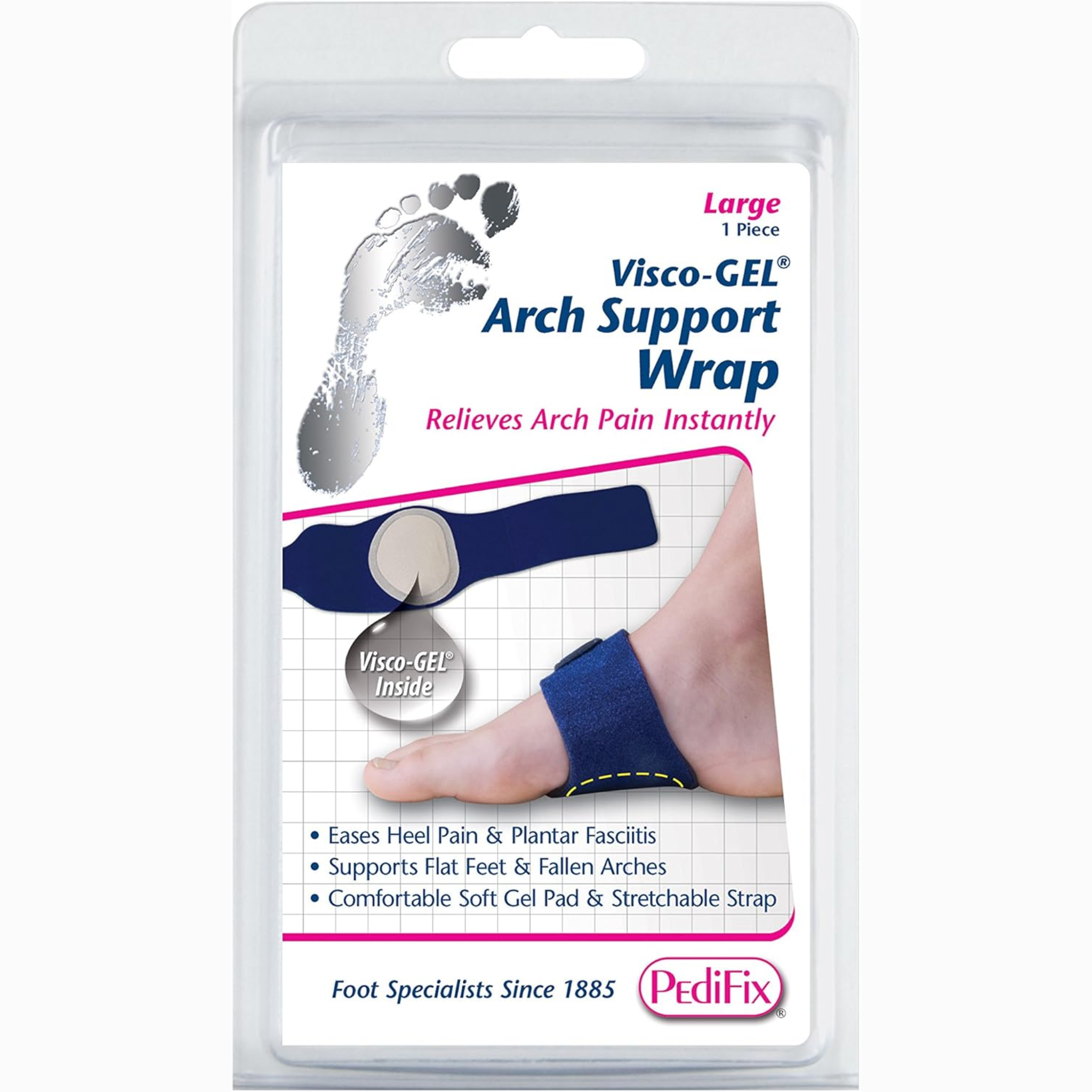 PediFix, Viscogel Arch Support Wrap, Comfortable and Durable Arch Relief, Large, 1 Each