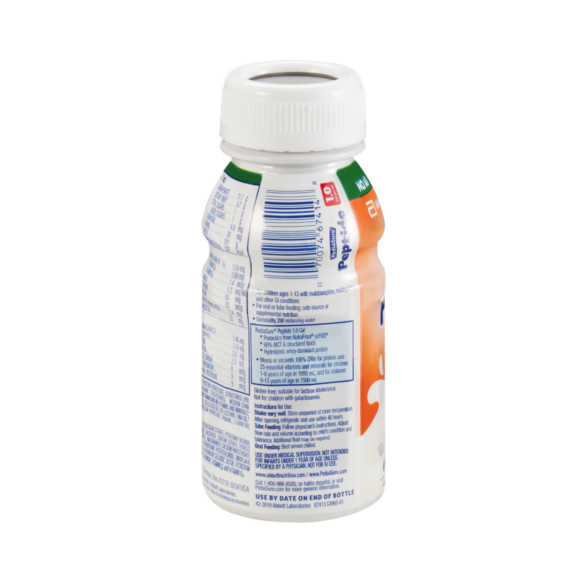 PediaSure Peptide Unflavored 1.0 Cal Pediatric Oral Supplement, 8 Ounce Bottle - Case of 24