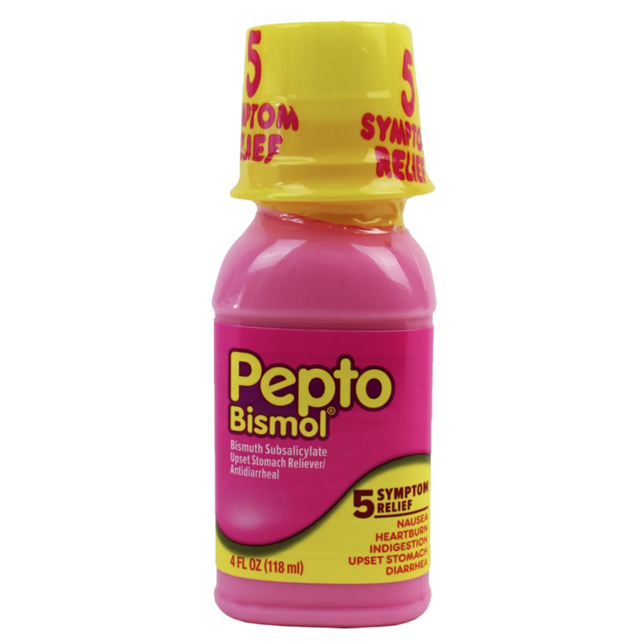 Pepto Bismol Liquid 4 fl oz Original Flavor 5 Symptom Relief Nausea Heartburn Indigestion Upset Stomach Diarrhea