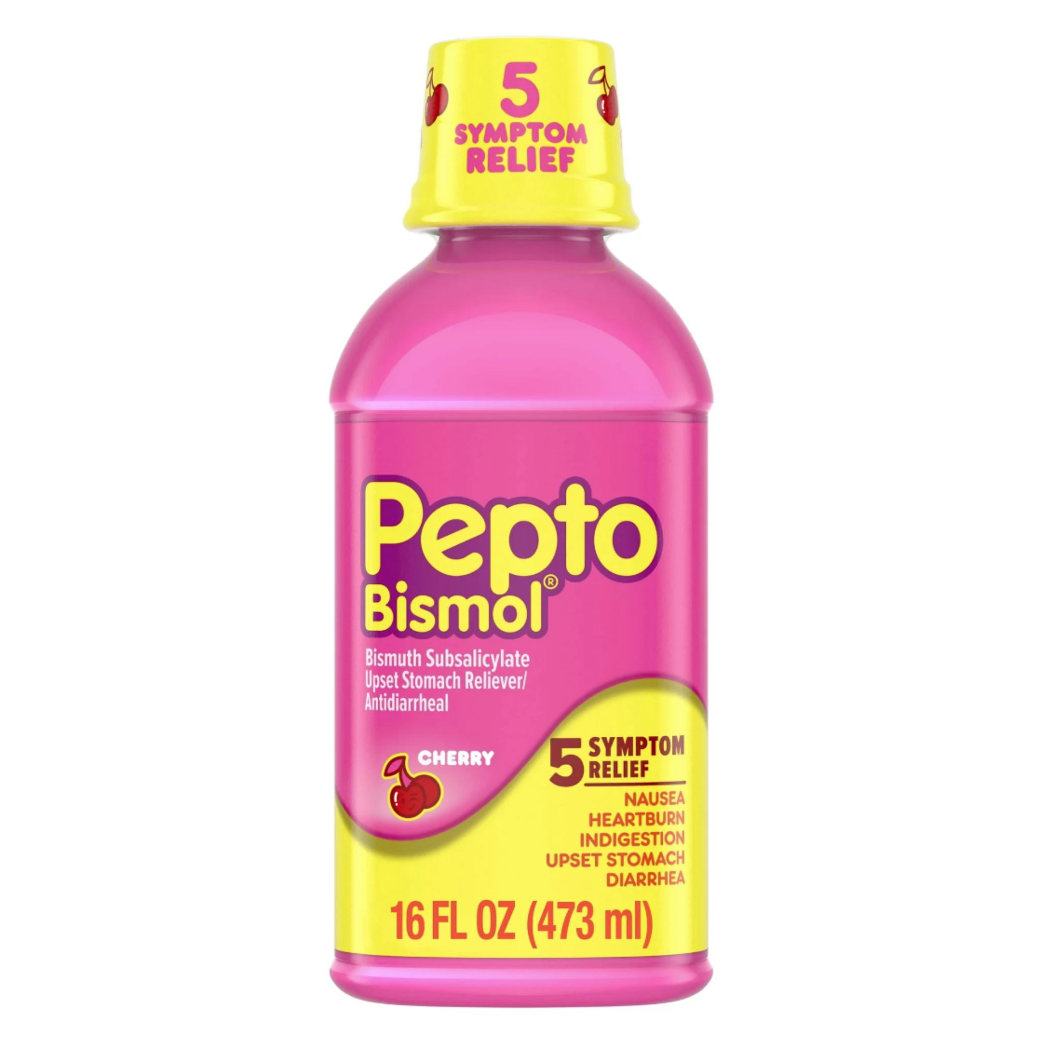 Pepto Bismol Liquid, Upset Stomach & Diarrhea Relief, over-the-Counter Medicine, Cherry, 16 oz