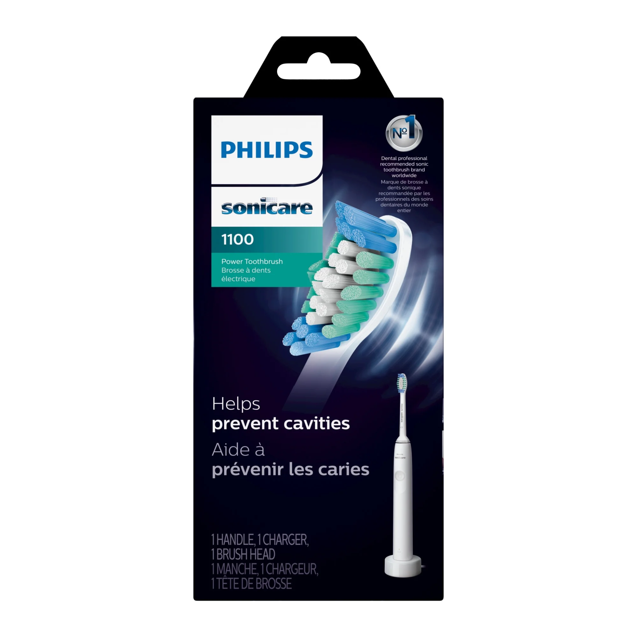 Philips Sonicare, 1100 Power Toothbrush, Rechargeable Electric Toothbrush for Gentle and Effective Cleaning, White Grey, HX3641/02, 1 Count