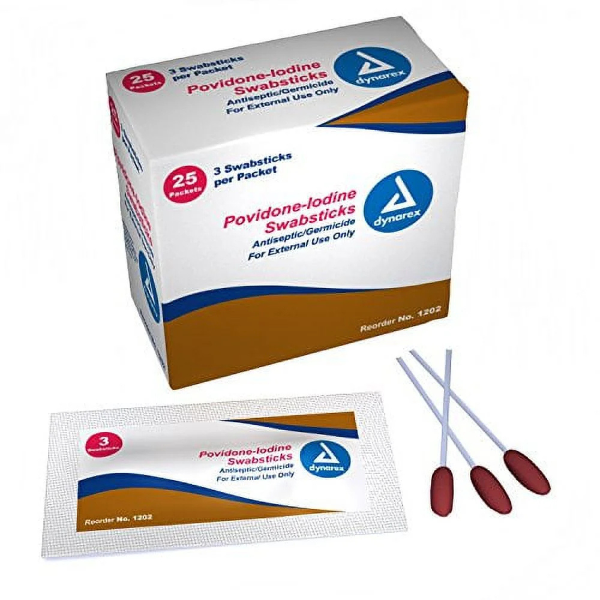 Povidone Iodine, Antiseptic Swabs for Wound Care, Individually Wrapped, 3's Per Pack, 25 Boxes