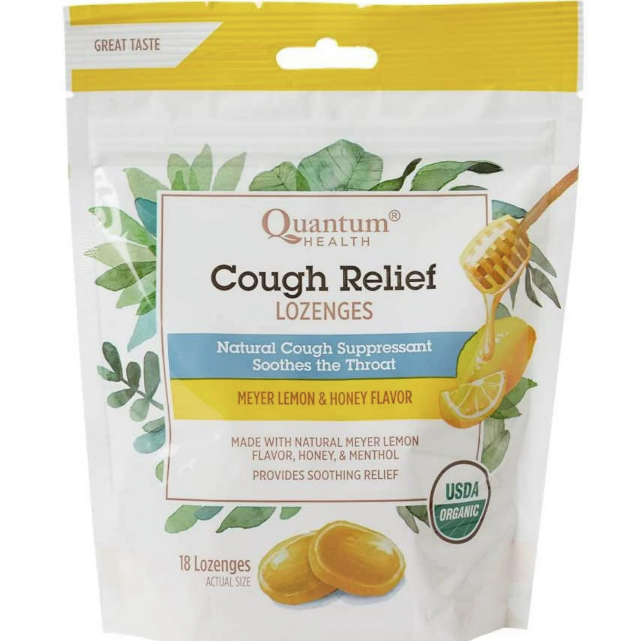 Quantum Health Cough Relief Lozenges - Meyer Lemon & Honey 18 each