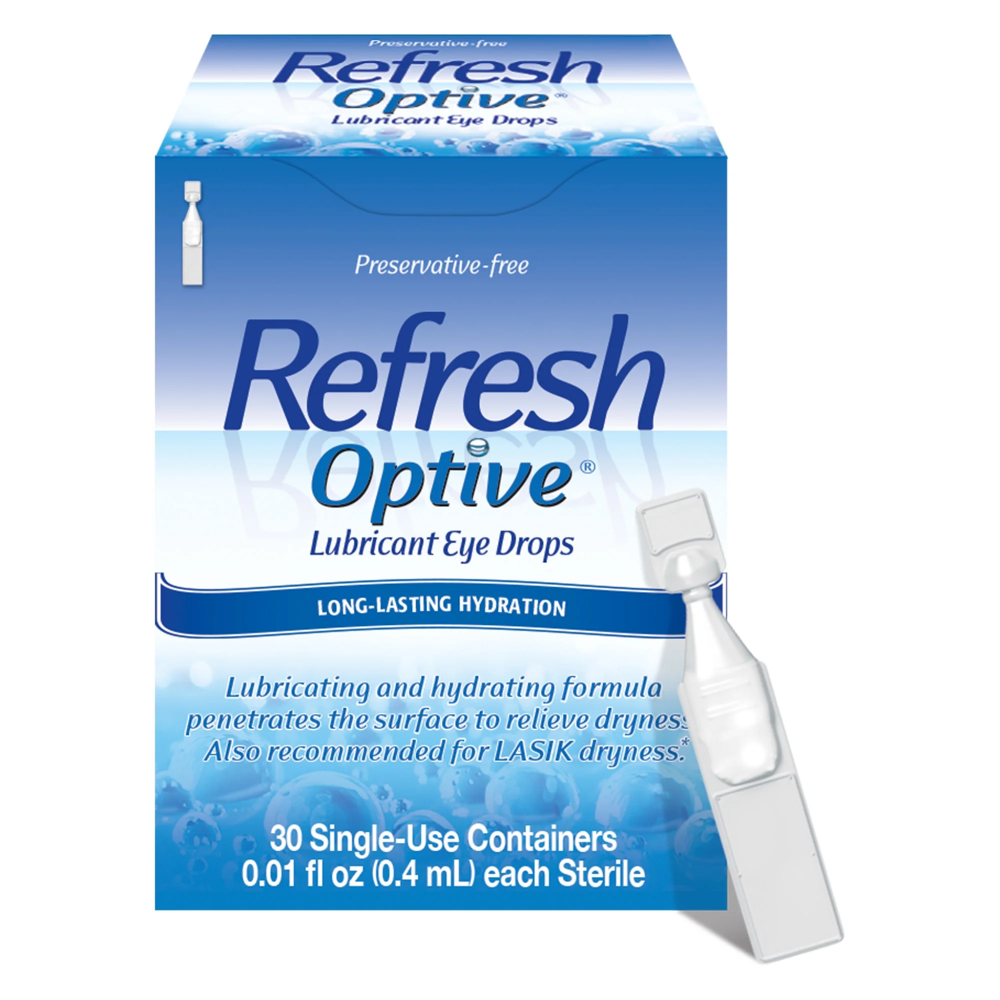 Refresh Optive Lubricant Eye Drops Preservative-Free Tears, 0.4 ml, 30 Count