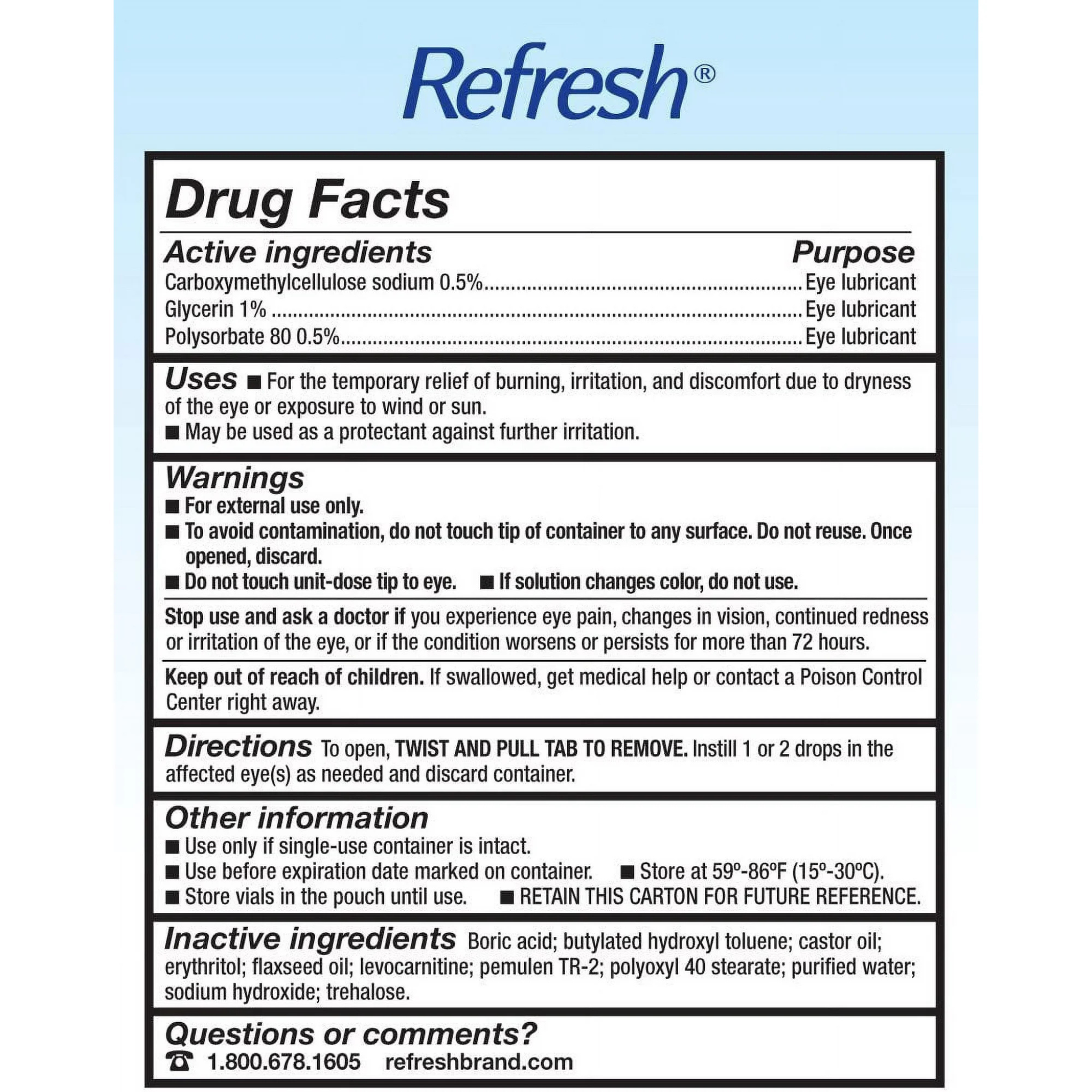 Refresh Optive Mega-3 Lubricant Eye Drops, Preservative-Free, 0.01 Fl Oz Single-Use Containers, 30 Count