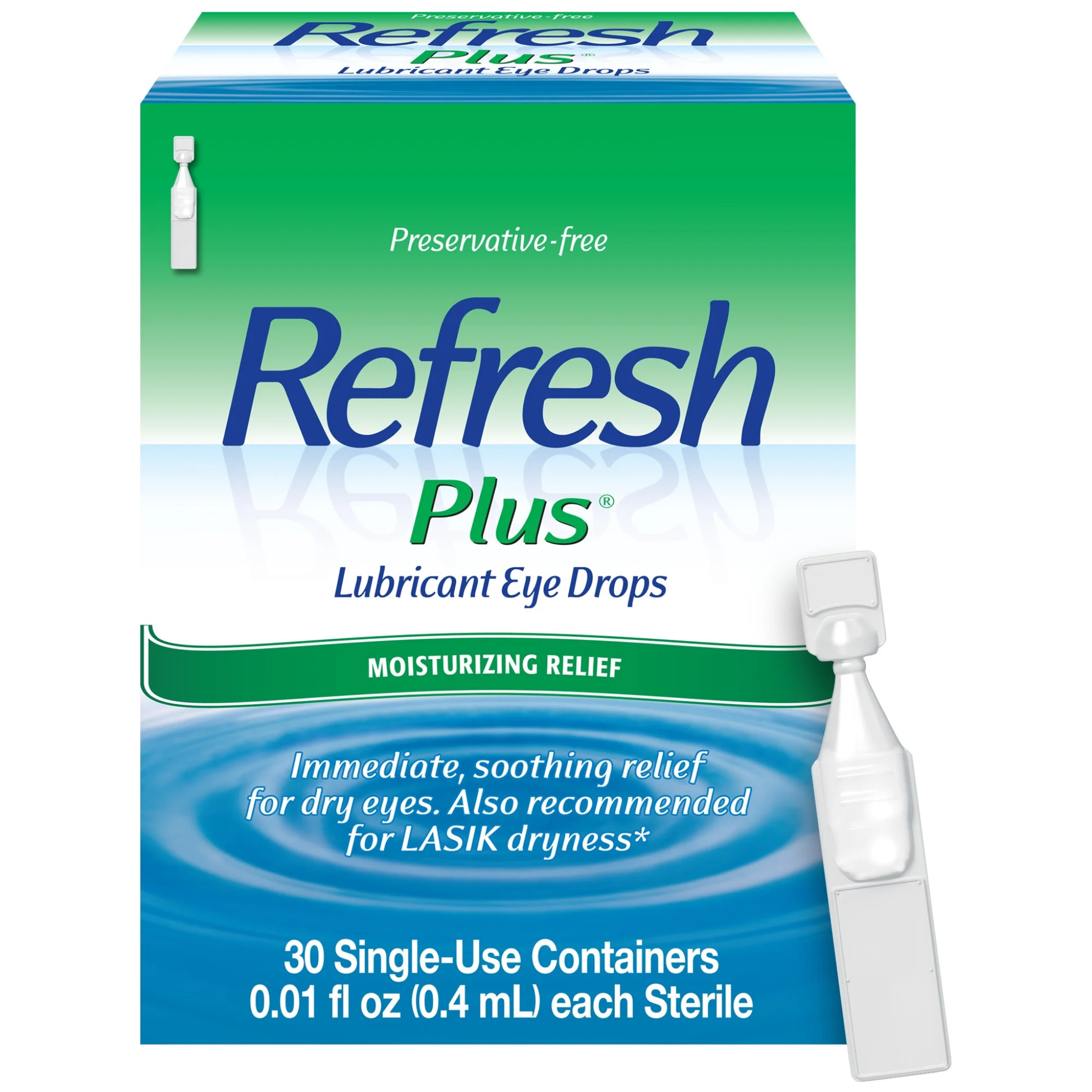 Refresh Plus Lubricant Eye Drops Preservative-Free Tears, 0.4 ml, 30 Count