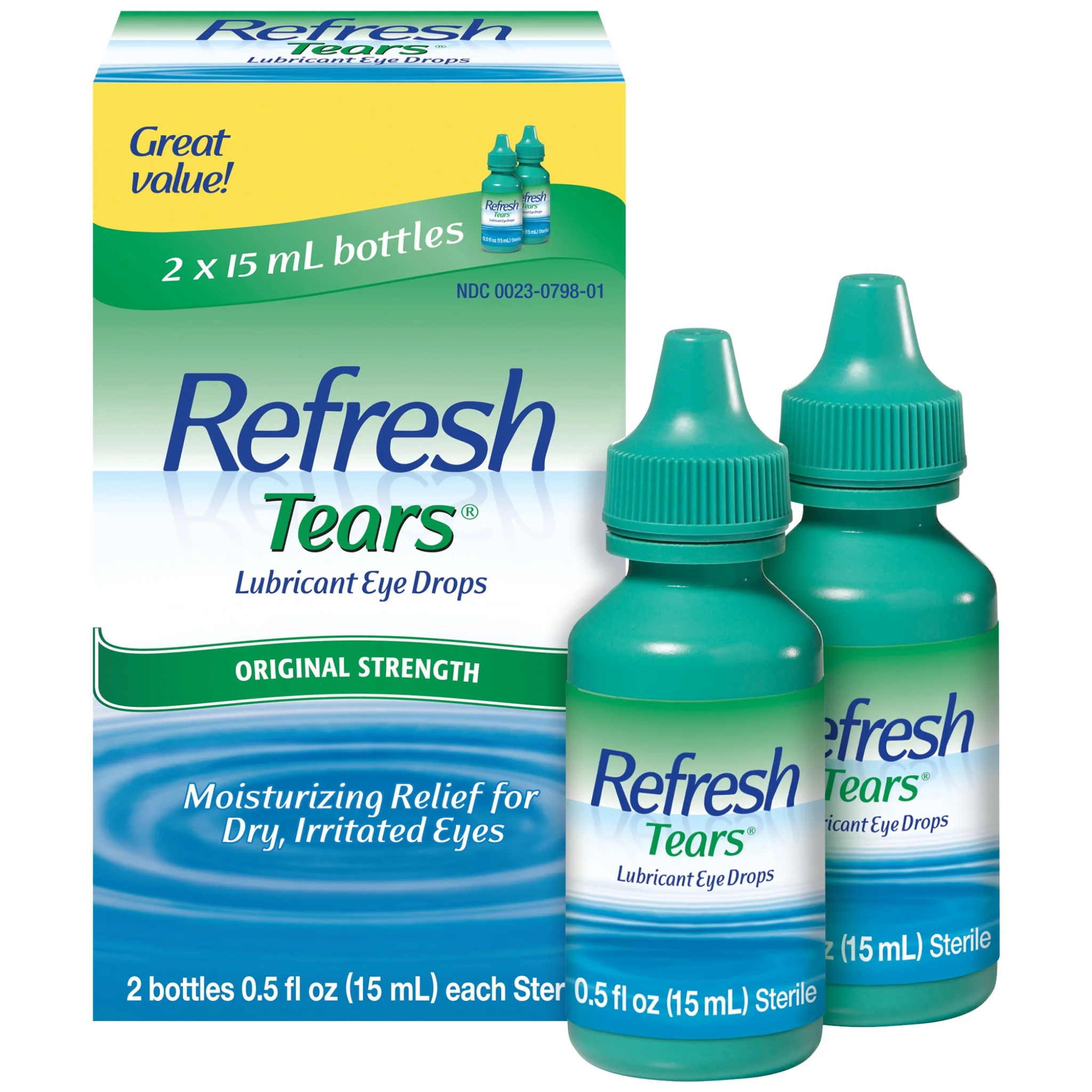 Refresh Tears Lubricant Eye Drops Artificial Tears, 30 ml, 2 Bottles