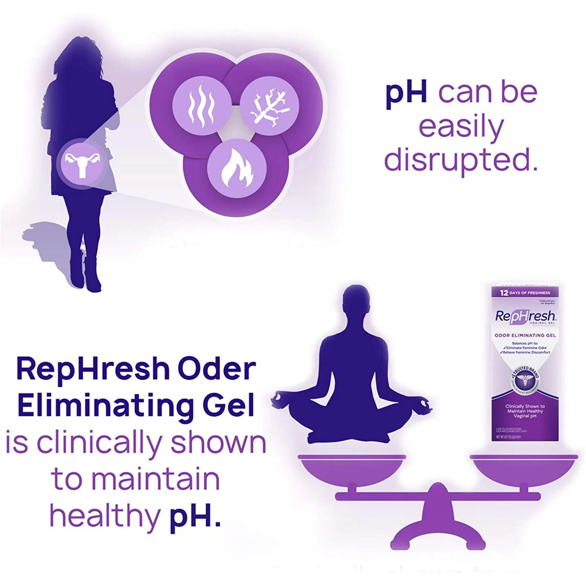 RepHresh Odor Eliminating Vaginal Gel, 0.07 oz, 4 Count