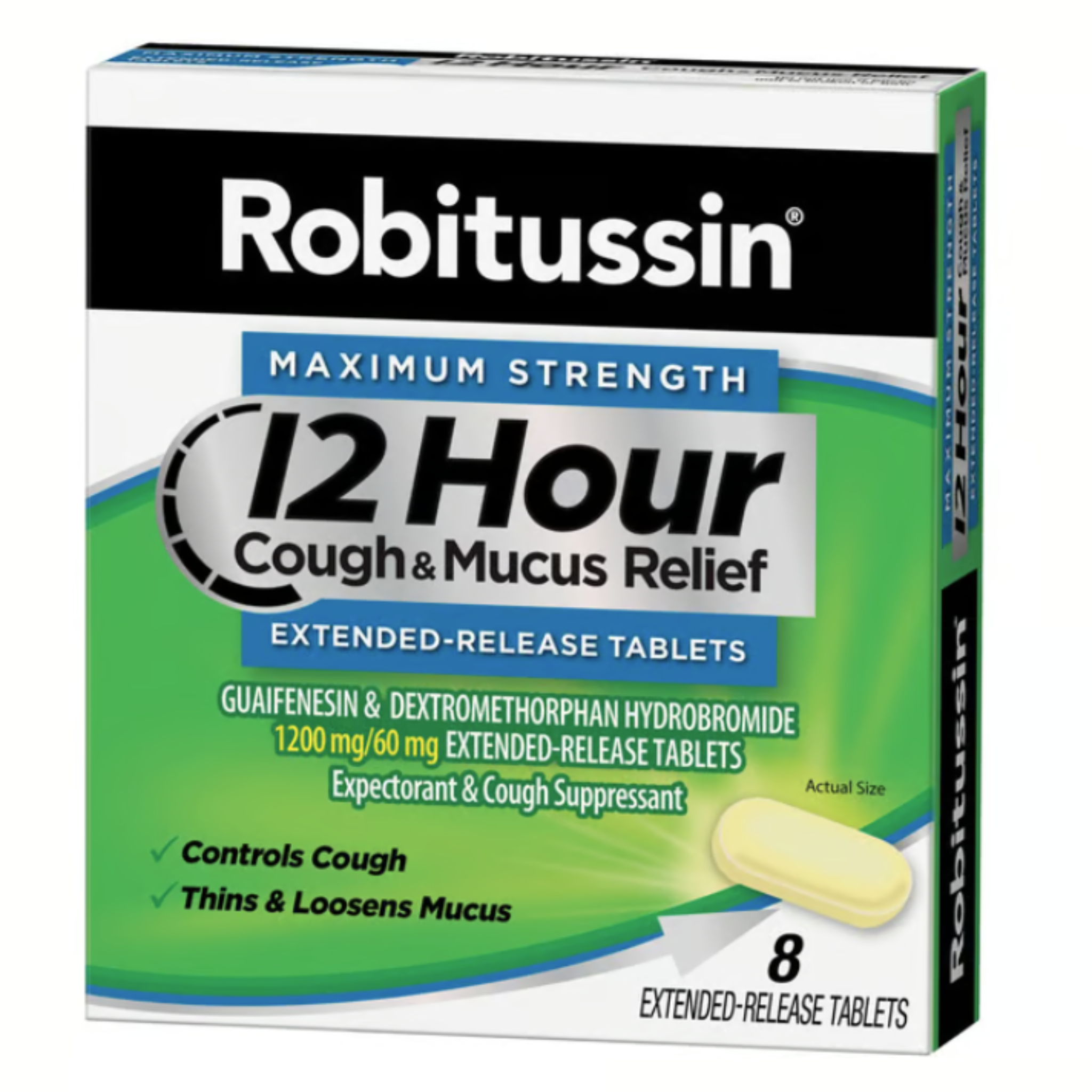 Robitussin 12 Hour Maximum Strength Cough and Mucus Relief Extended Release Tablets (8 ct)