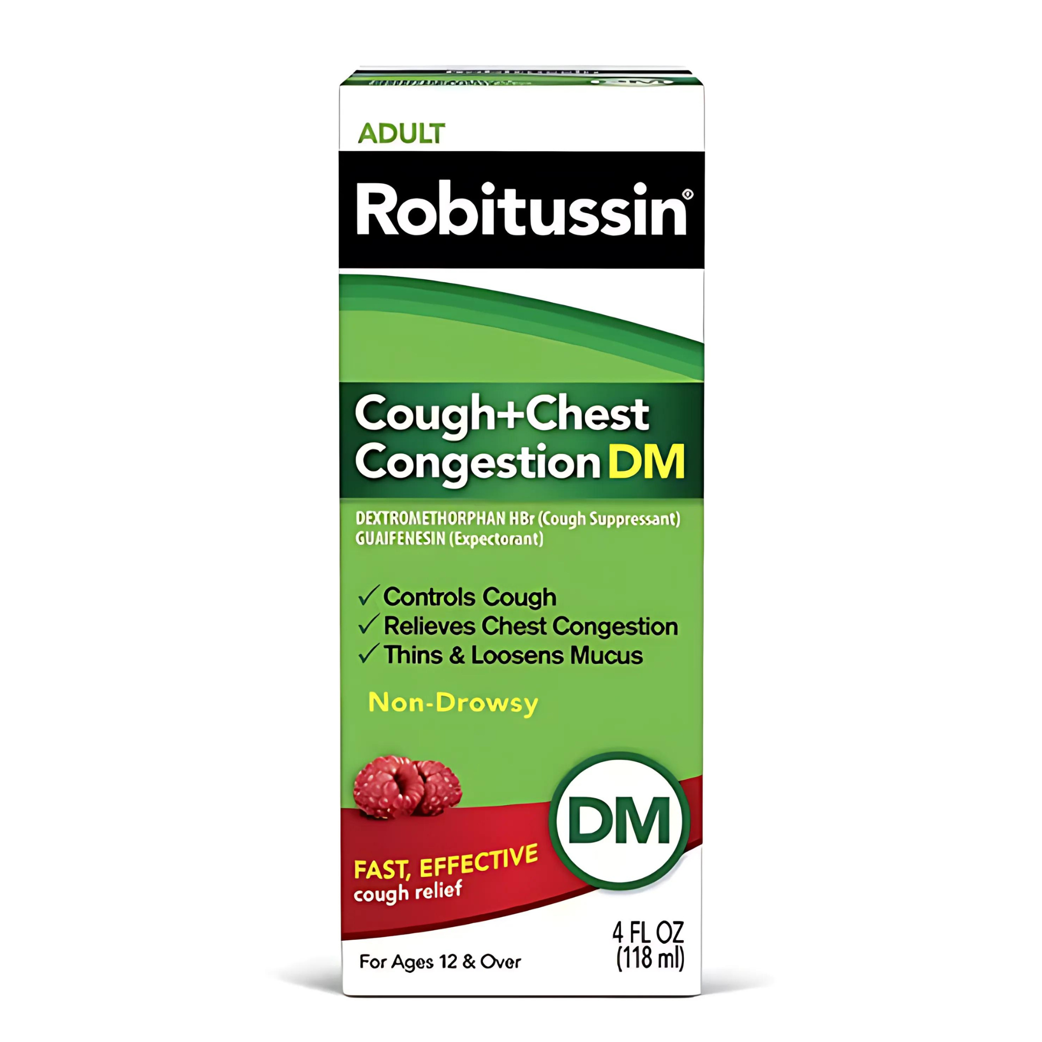 Robitussin Adult Cough Congestion DM and Cold Medicine, Raspberry, 4 Fl Oz