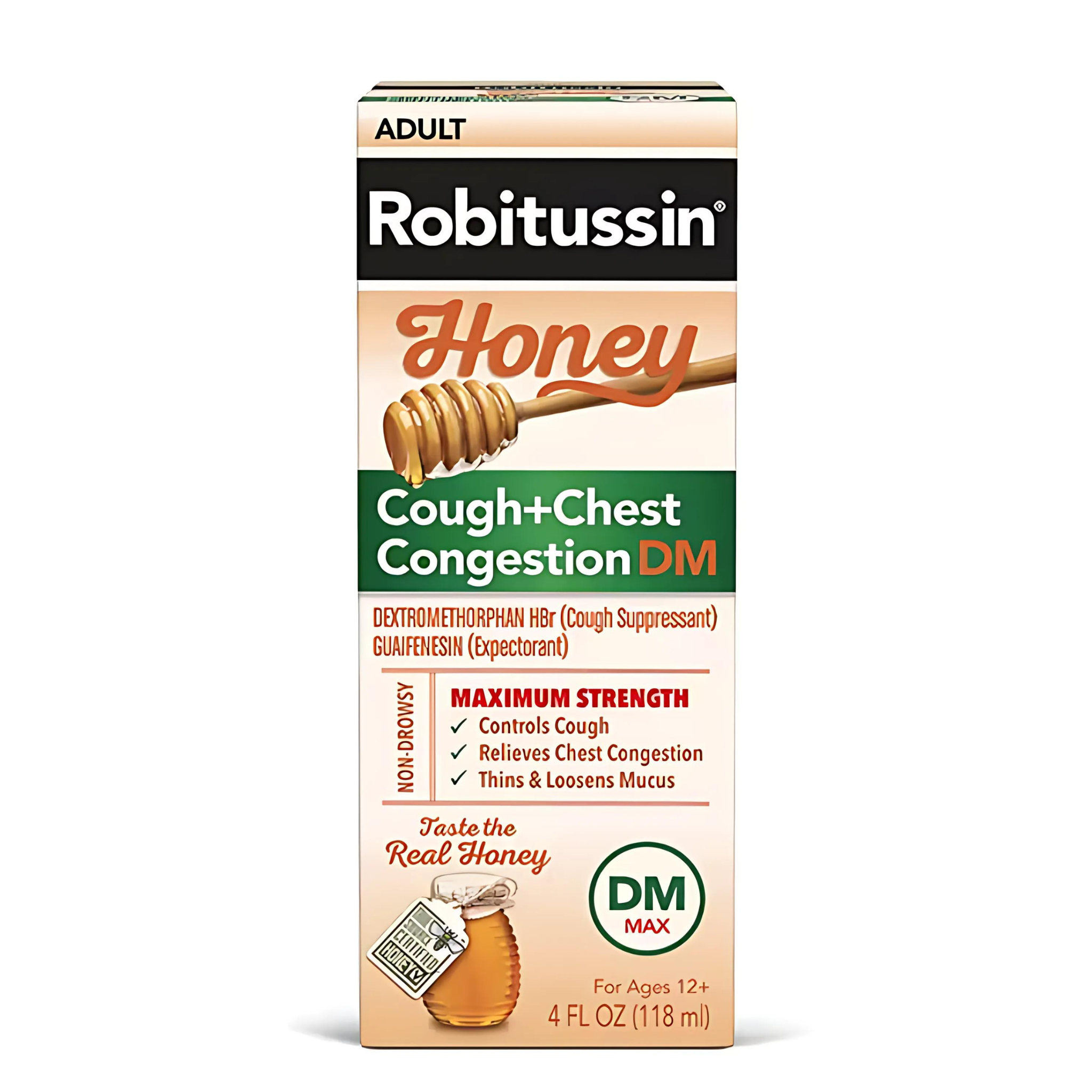 Robitussin Day Maximum Strength Honey Cough and Chest Congestion DM, 4 fl oz