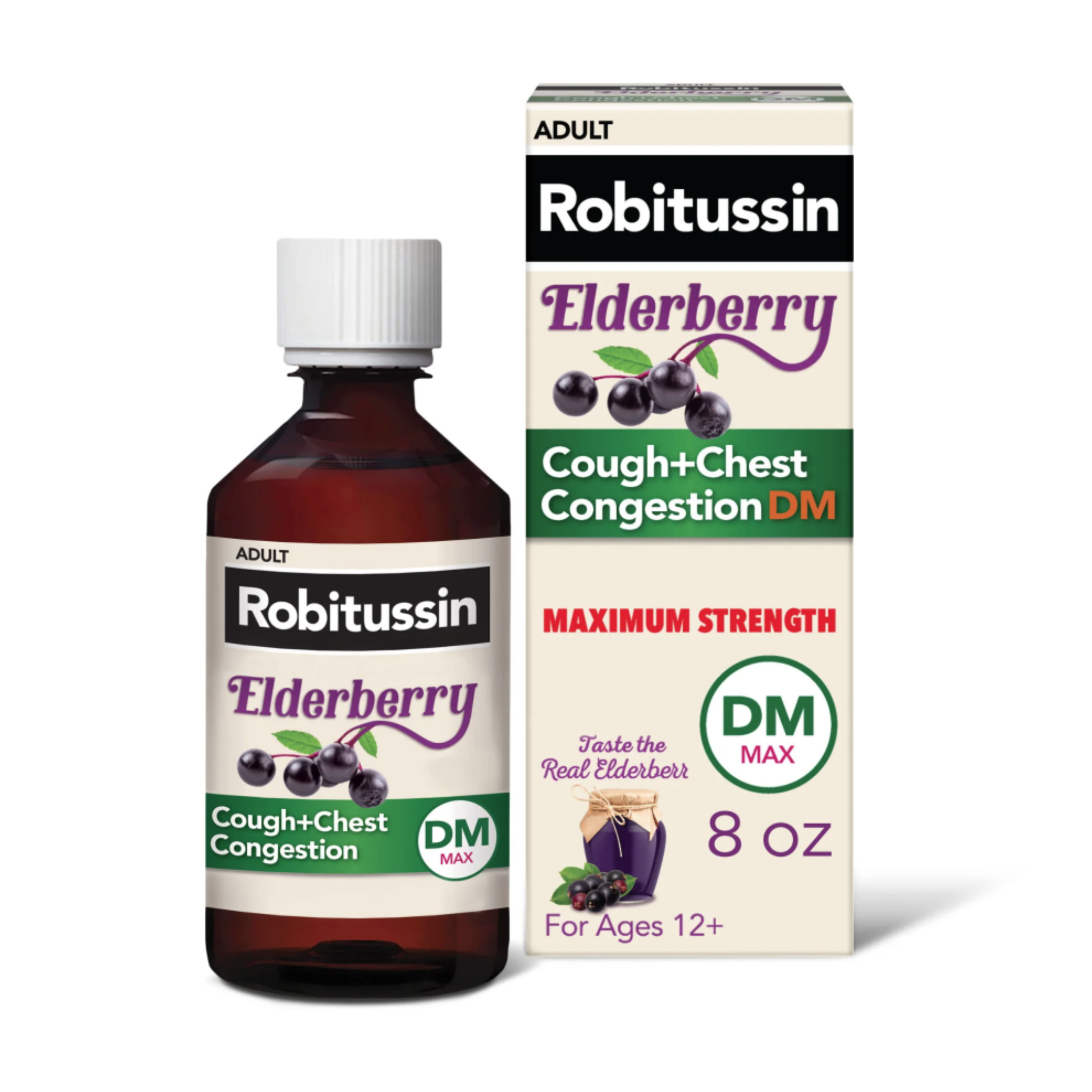 Robitussin Max Stregnth Cough Congestion DM and Cold Medicine, Elderberry, 8 Fl Oz