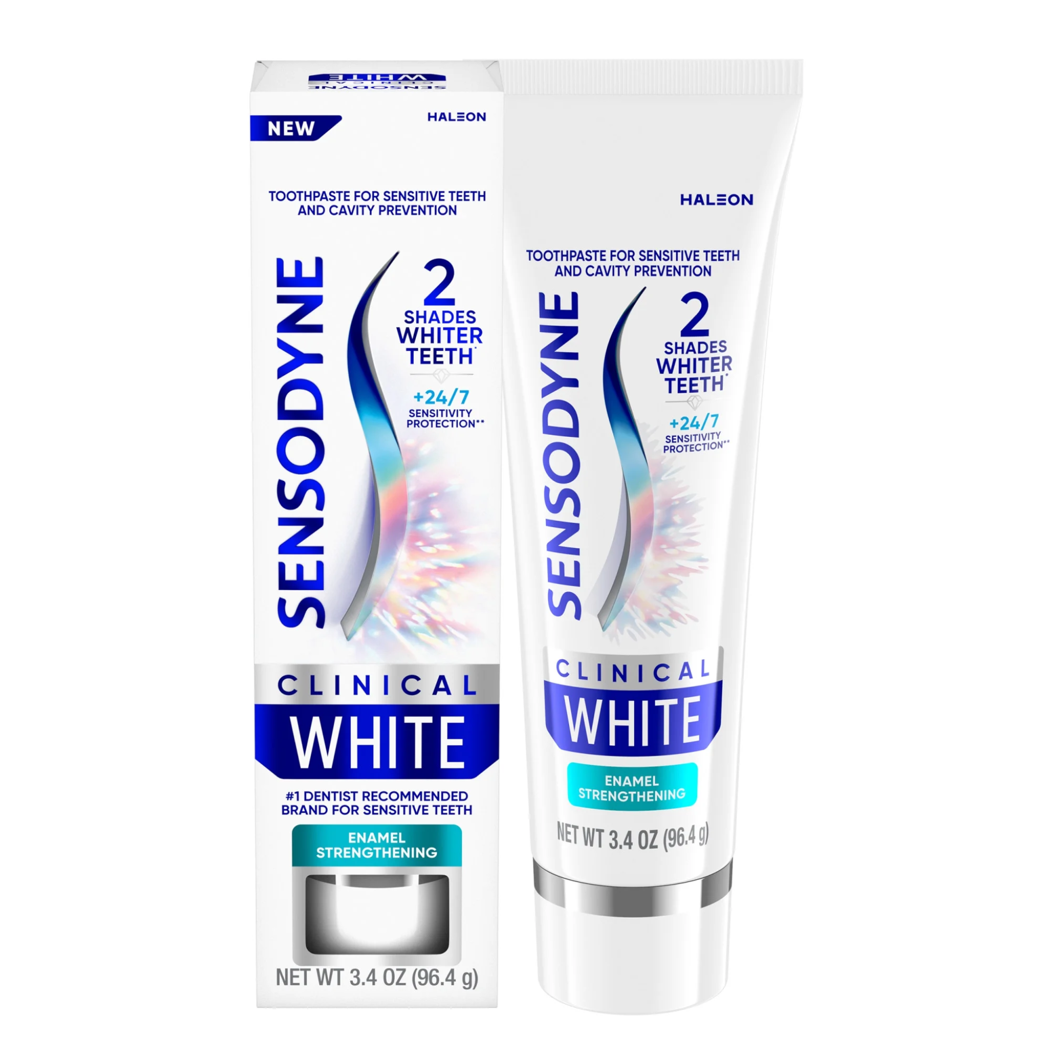 Sensodyne, Clinical White Toothpaste, Clinically Proven Whitening for Sensitive Teeth and Enamel Strengthening, Mint Flavor, 3.4 oz