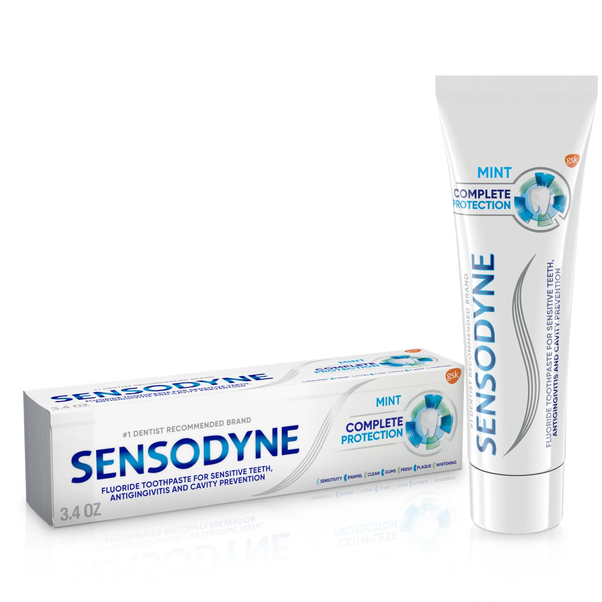 Sensodyne, Complete Protection Sensitive Toothpaste, Mint Flavor for Total Oral Care, 3.4 Oz