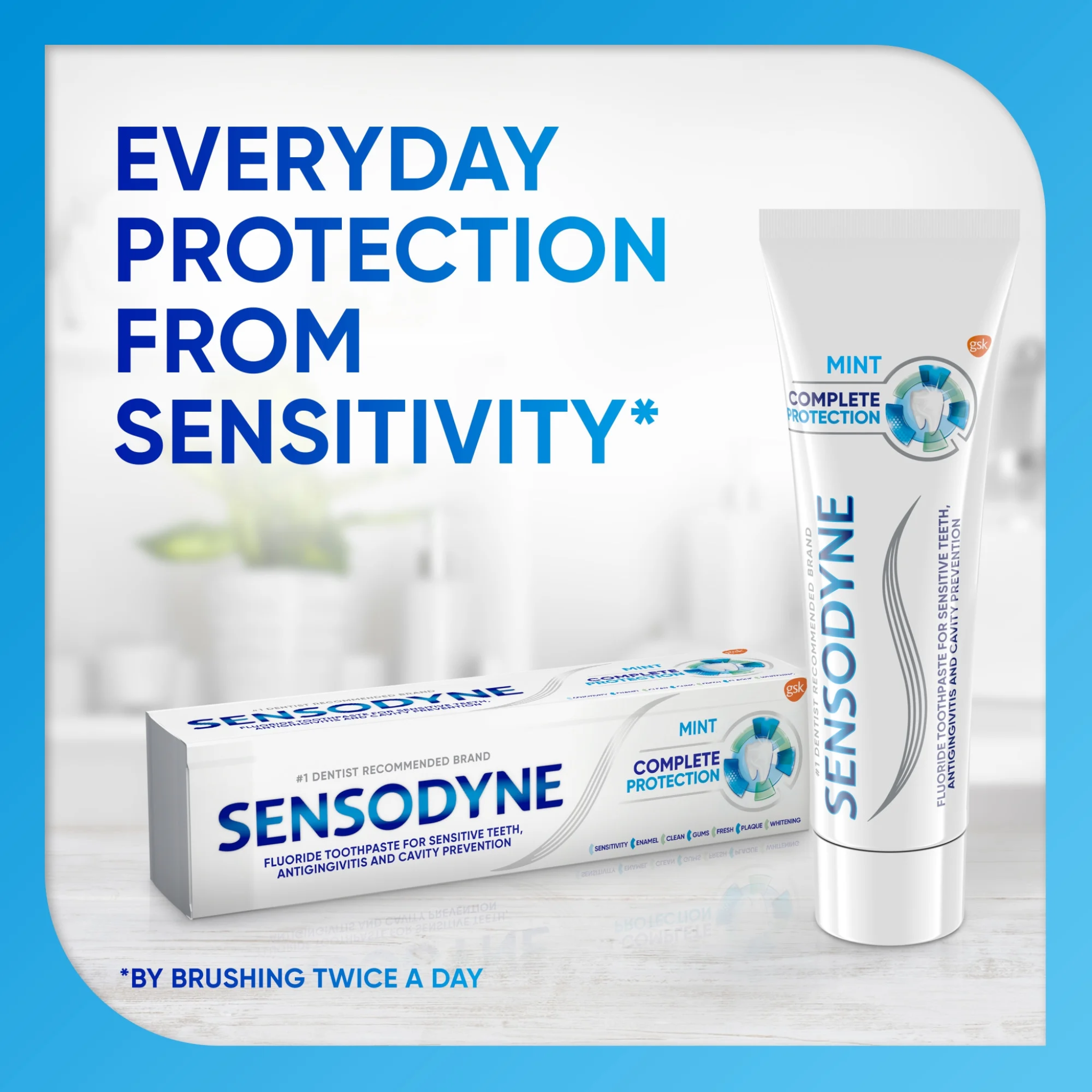 Sensodyne, Complete Protection Sensitive Toothpaste, Mint Flavor for Total Oral Care, 3.4 Oz