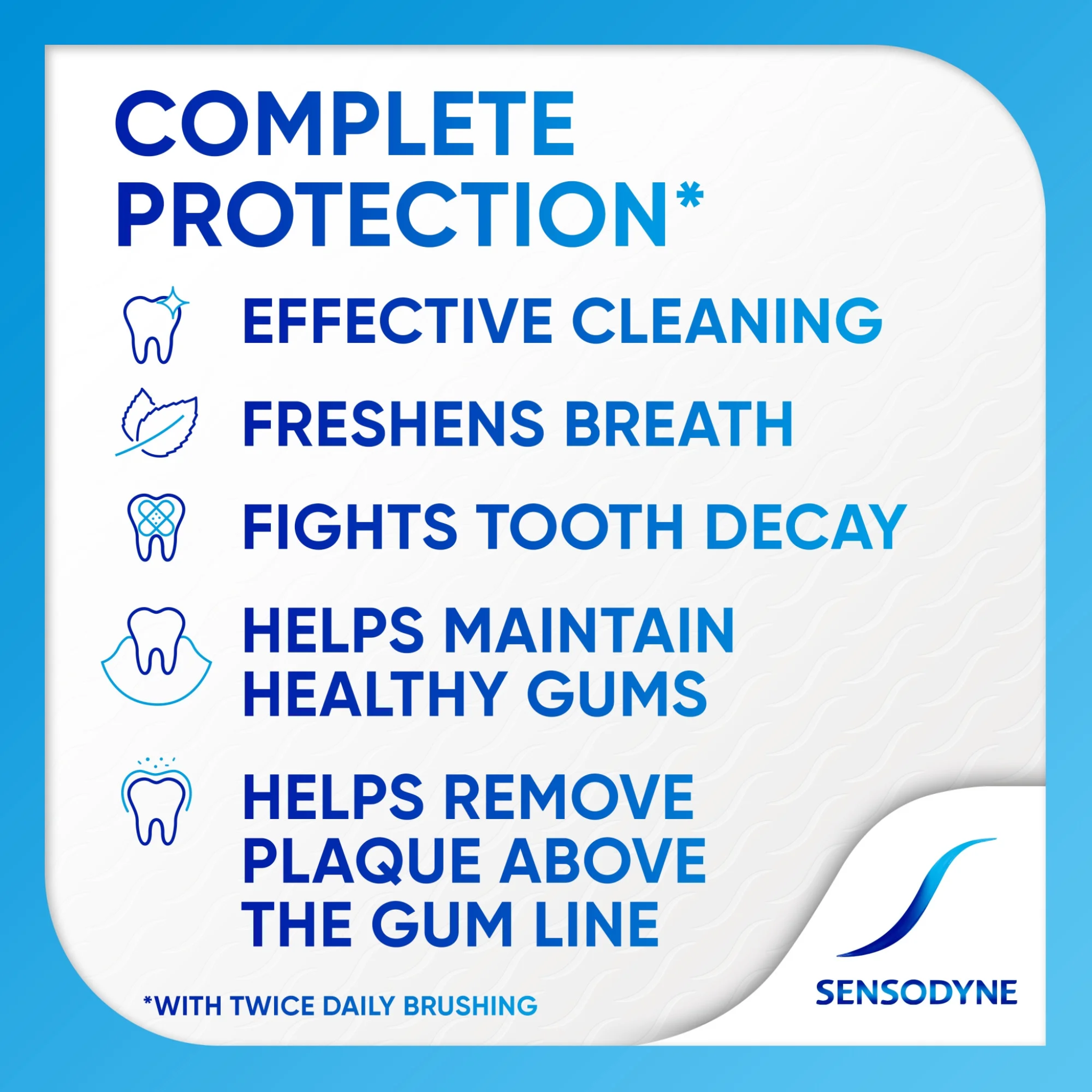 Sensodyne, Complete Protection Sensitive Toothpaste, Mint Flavor for Total Oral Care, 3.4 Oz