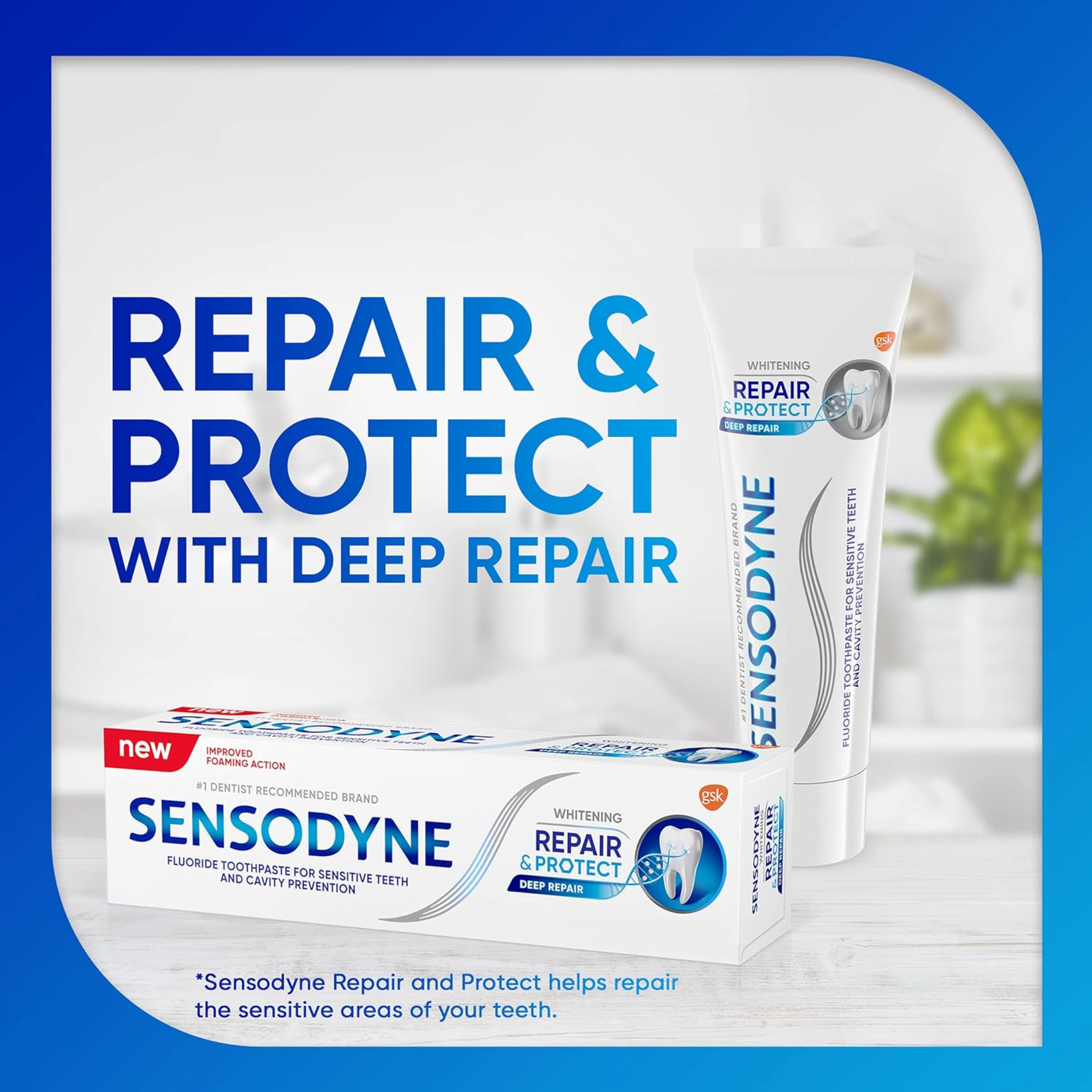 Sensodyne, Repair and Protect Whitening Toothpaste, Sensitive Teeth and Cavity Prevention with Whitening Action, 3.4 Oz