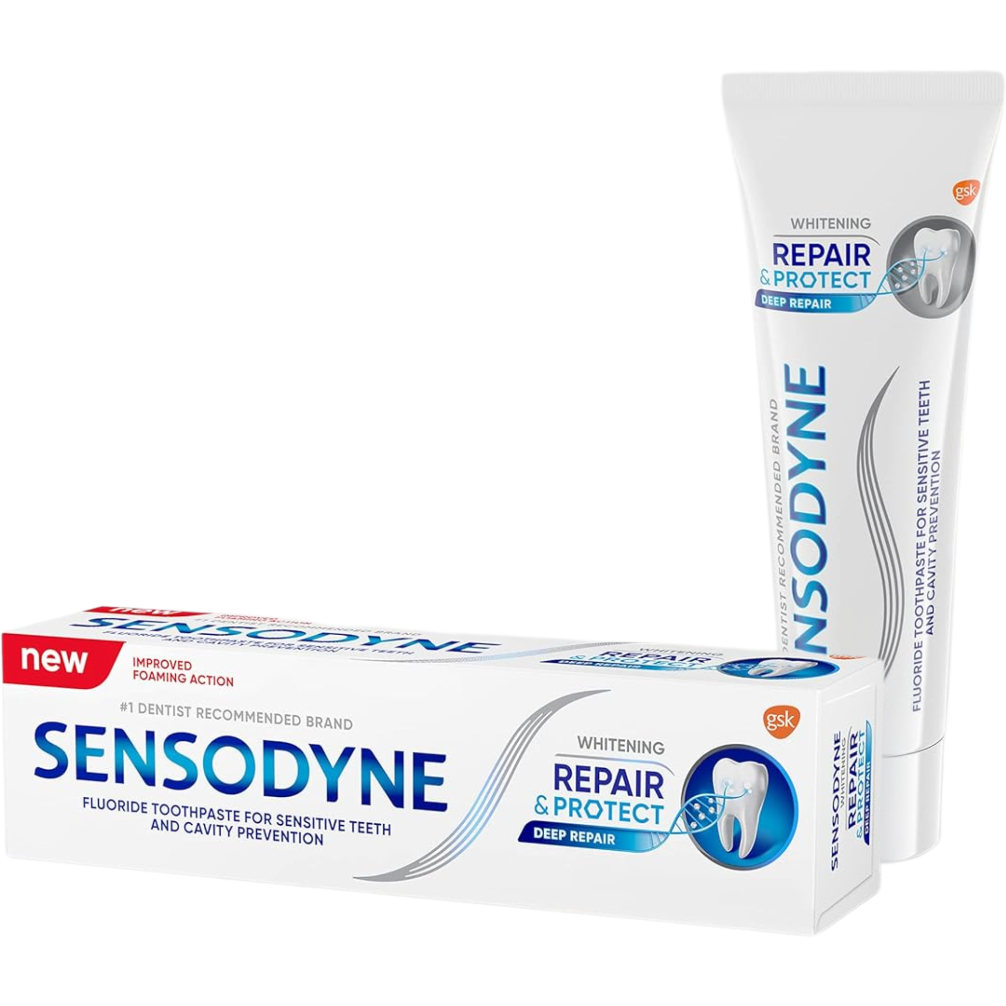 Sensodyne, Repair and Protect Whitening Toothpaste, Sensitive Teeth and Cavity Prevention with Whitening Action, 3.4 Oz