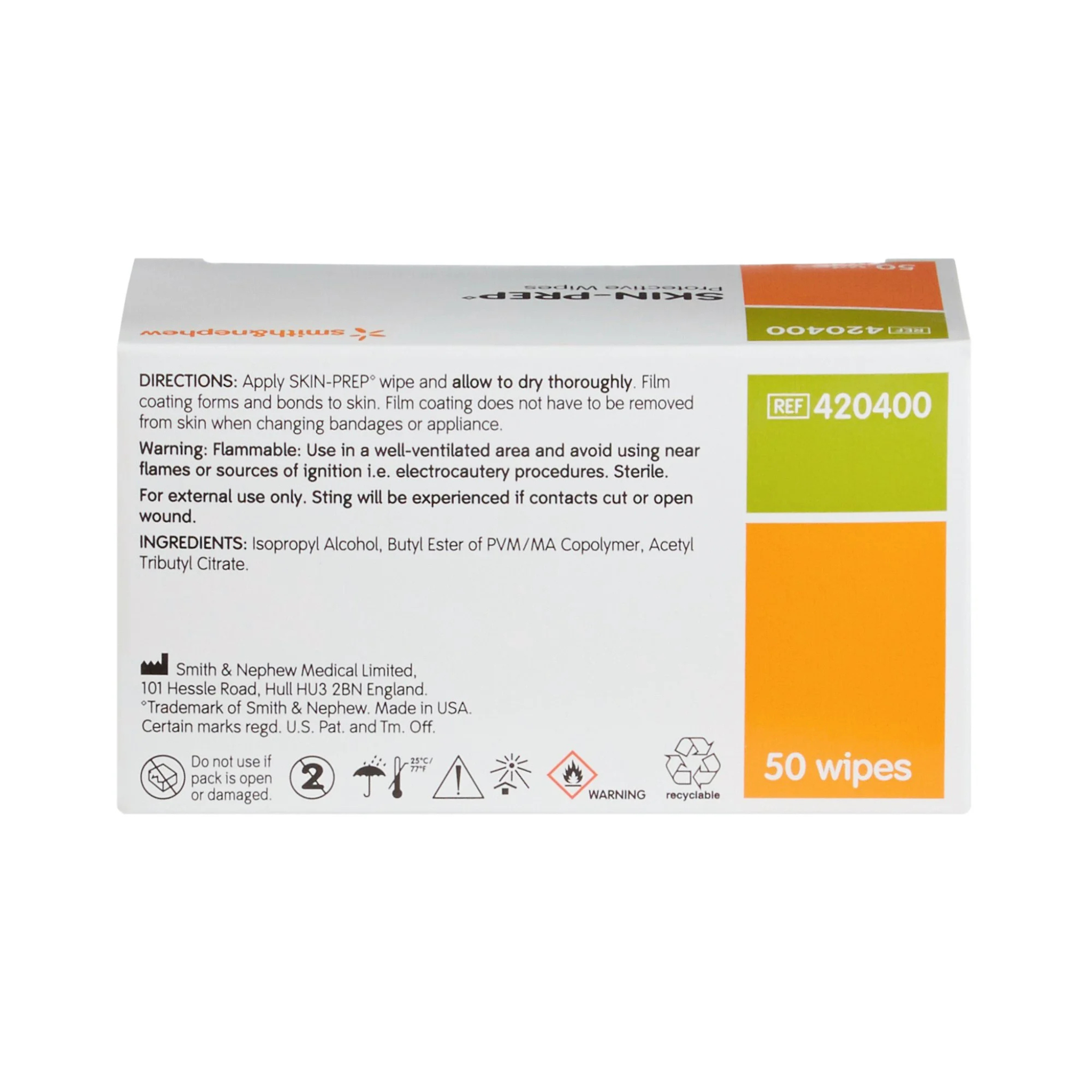 Smith and Nephew, SKIN-PREP Protective Barrier Wipe, Effective Protection for Skin, 50 Count