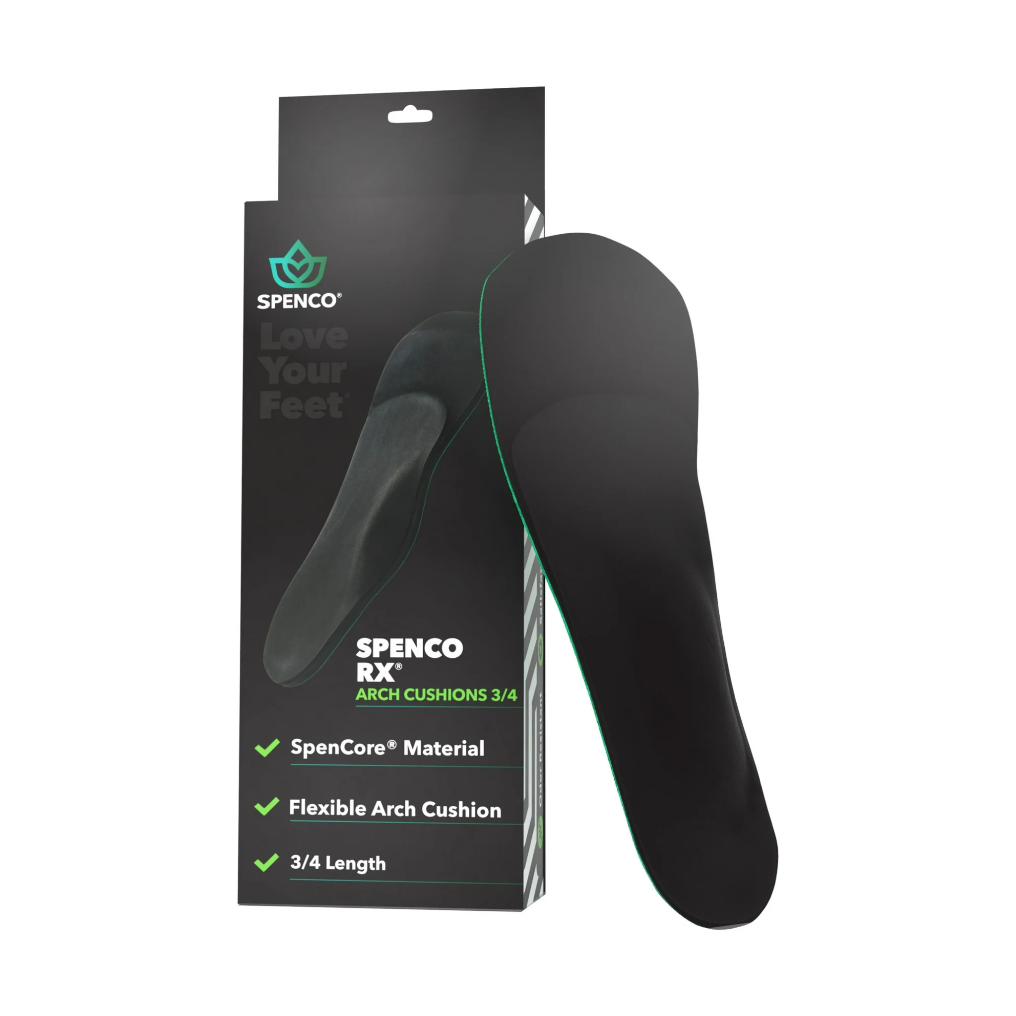 Spenco, Rx Arch Cushions, Comfortable 3/4 Length Insoles for Arch Support, Men 12-13.5, 1 Pair