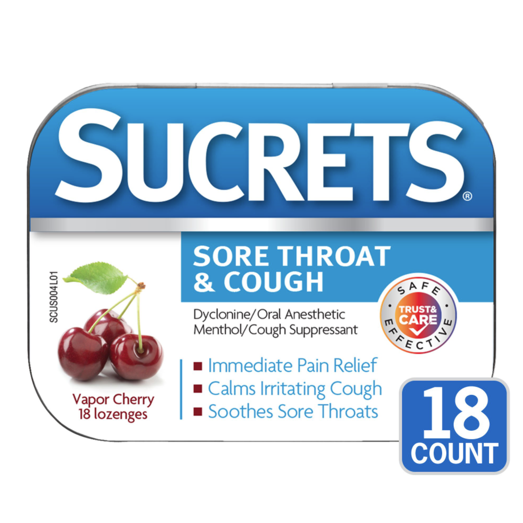 Sucrets Complete Lozenges Vapor Cherry 18 Each