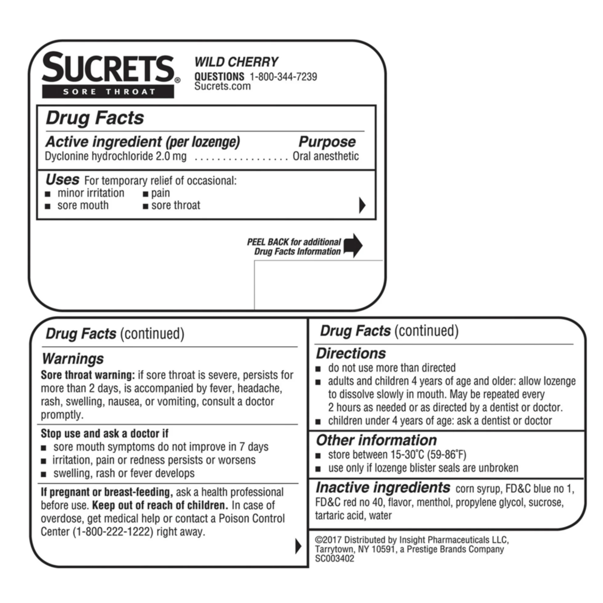 Sucrets Sore Throat Lozenges, Wild Cherry Flavor, 18 Count