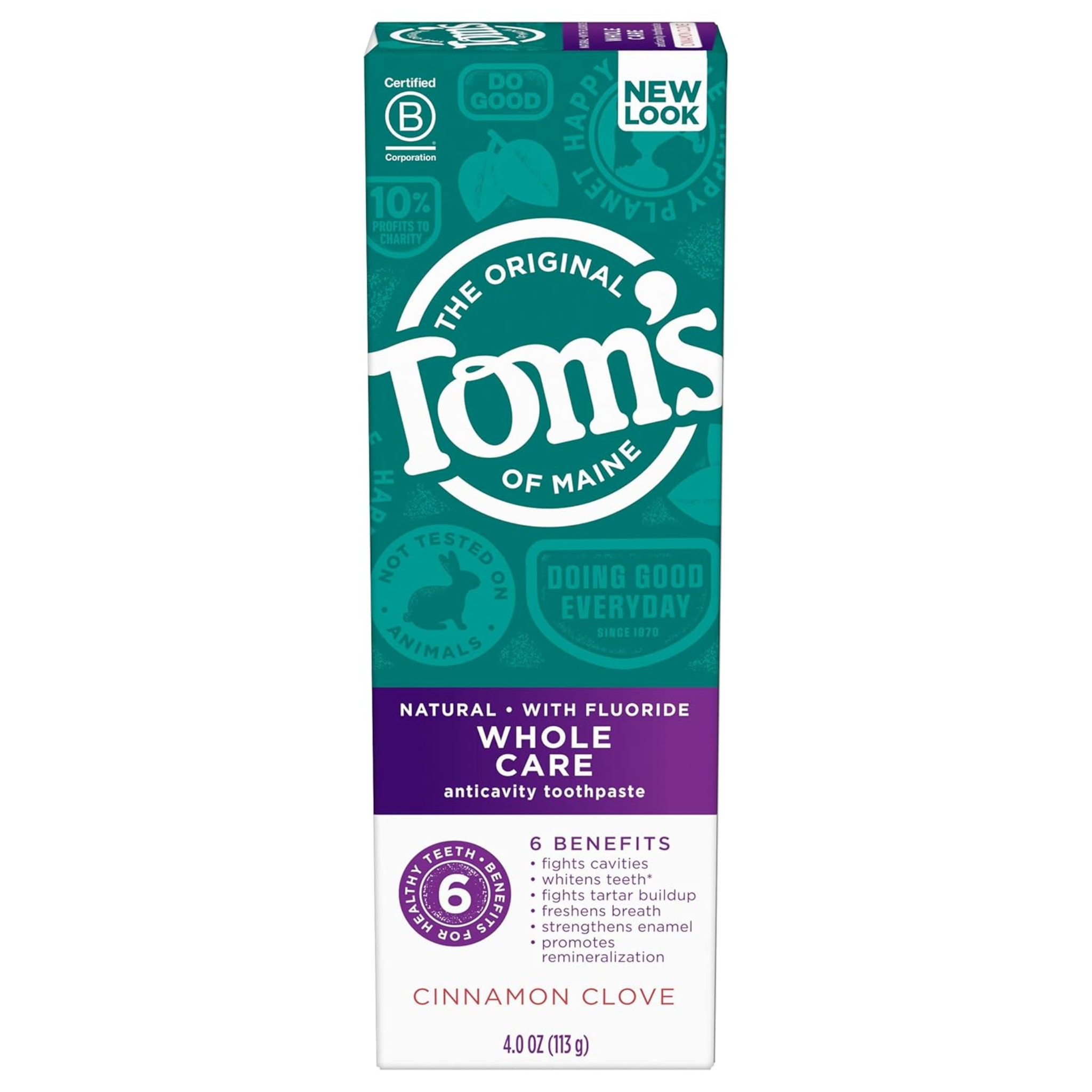 TOMS OF MAINE, Cinnamon Clove Whole Care Toothpaste, Natural Formula for Complete Oral Care, 4 oz