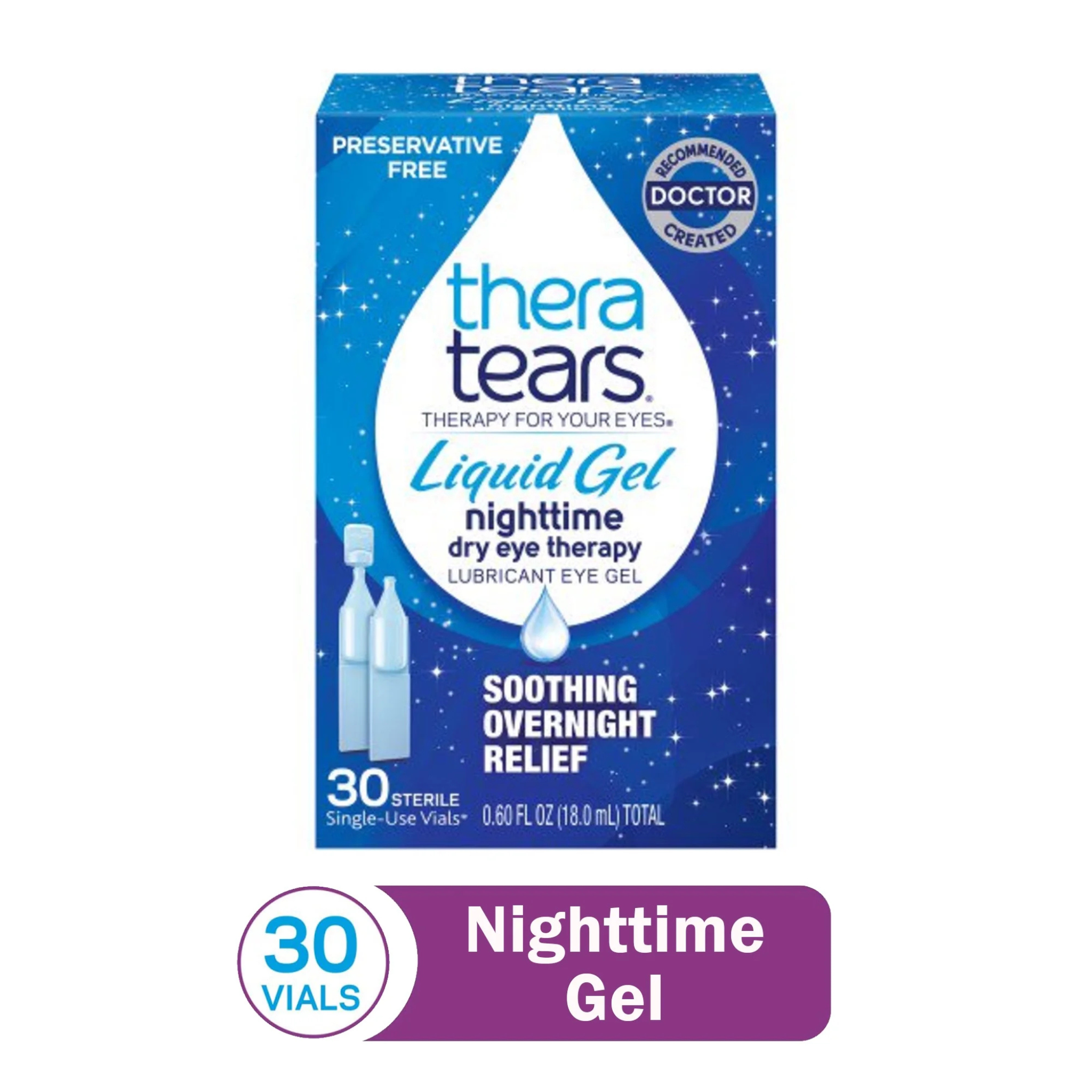 TheraTears Liquid Gel Nighttime Eye Drops for Dry Eyes, 30 Count