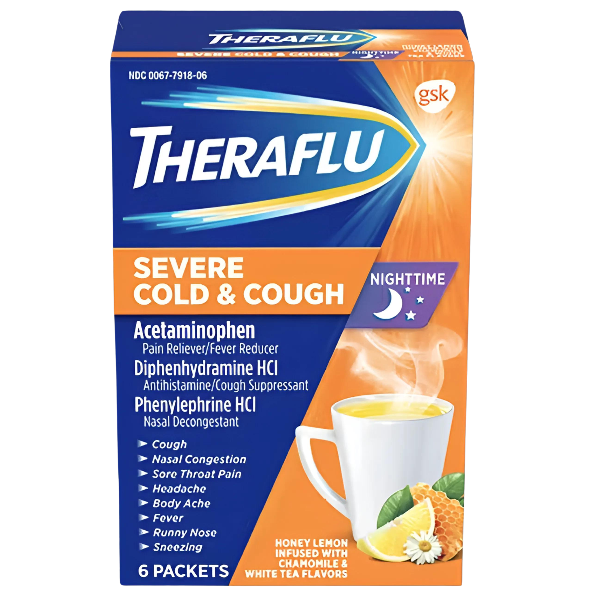 Theraflu Nighttime Severe Cold and Cough Medicine, 6 Ct.