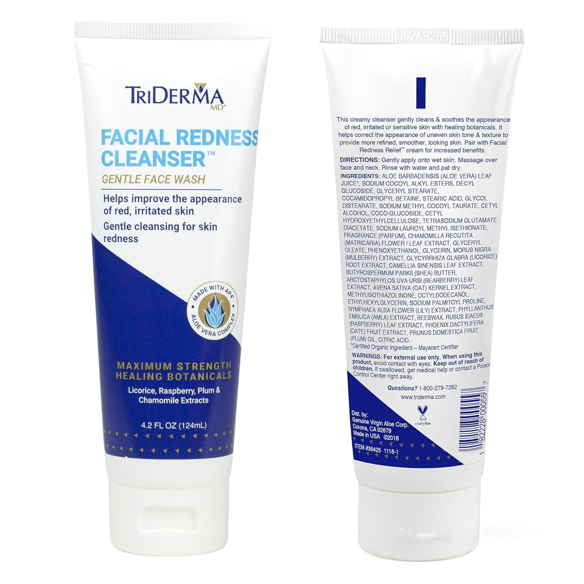 TriDerma, Facial Redness Cleanser Face Wash, Calms & Cleanses Sensitive Skin, 4.2 Ounces