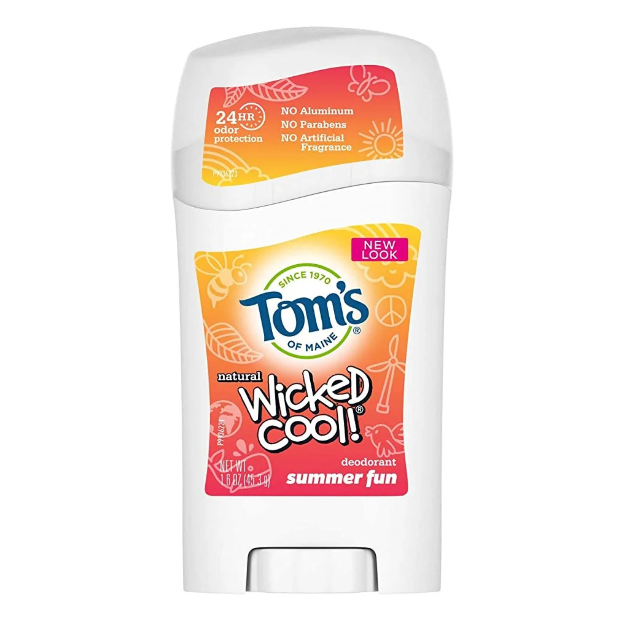 Tom's of Maine Aluminum-Free Wicked Cool! Natural Deodorant for Kids, Summer Fun, 1.6 oz