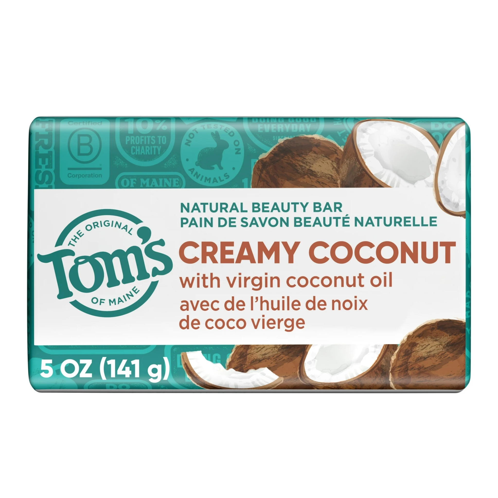 Tom's of Maine, Natural Beauty Bar Soap, Creamy Coconut, Gentle Cleansing for All Skin Types, 5 oz Bar