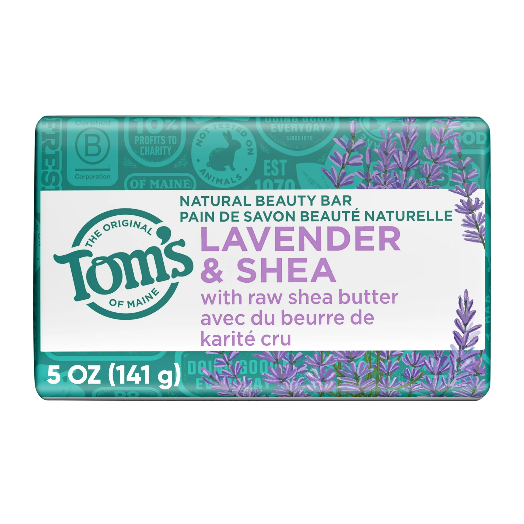 Tom's of Maine, Natural Beauty Bar Soap, Lavender & Shea, Soothing & Moisturizing, 5 oz Bar