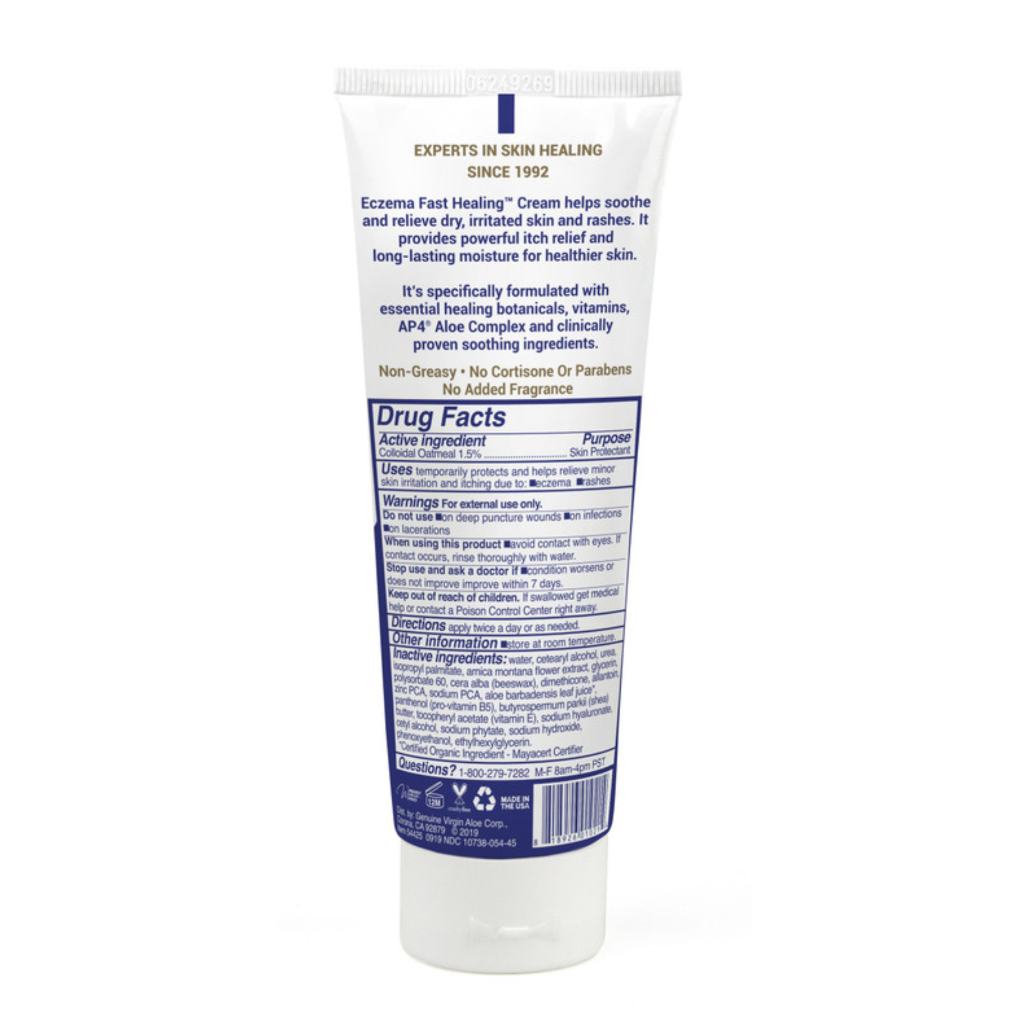 TriDerma, Eczema Fast Healing Cream for Face & Body, Soothing Relief for Dry & Irritated Skin, 2.2 oz Tube