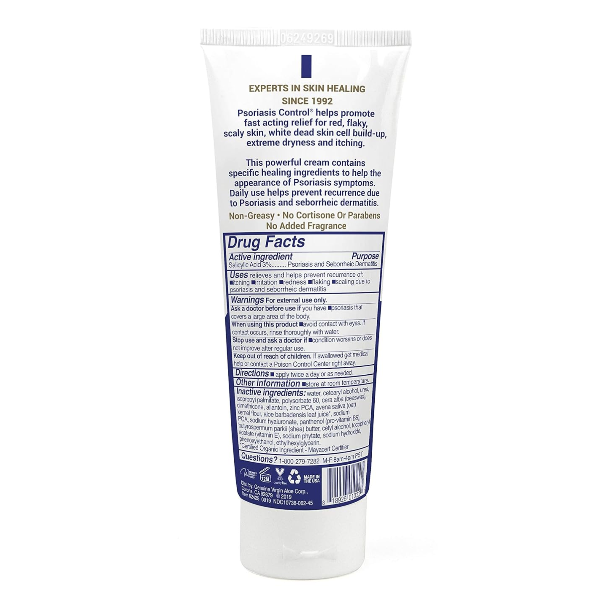 TriDerma, Psoriasis Control Face & Body Cream, Soothing Relief for Dry & Itchy Skin, 4.2 oz Tube