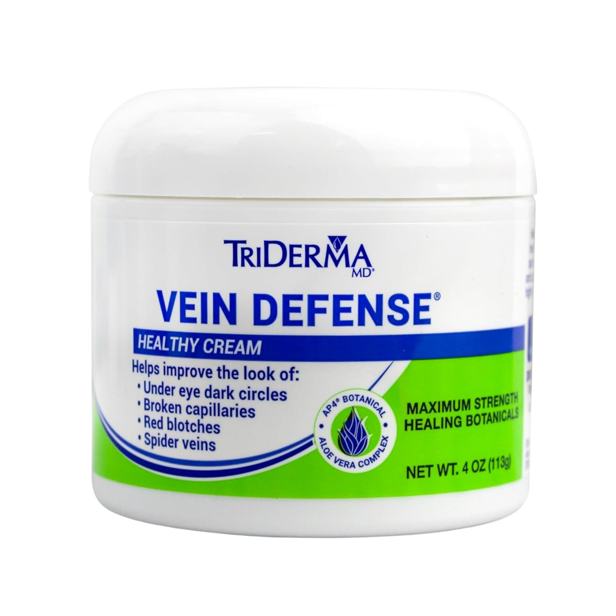 TriDerma, Vein Defense Healthy Cream, Helps Improve Spider Veins, Broken Capillaries, Redness & Dark Circles, 4 oz Tube