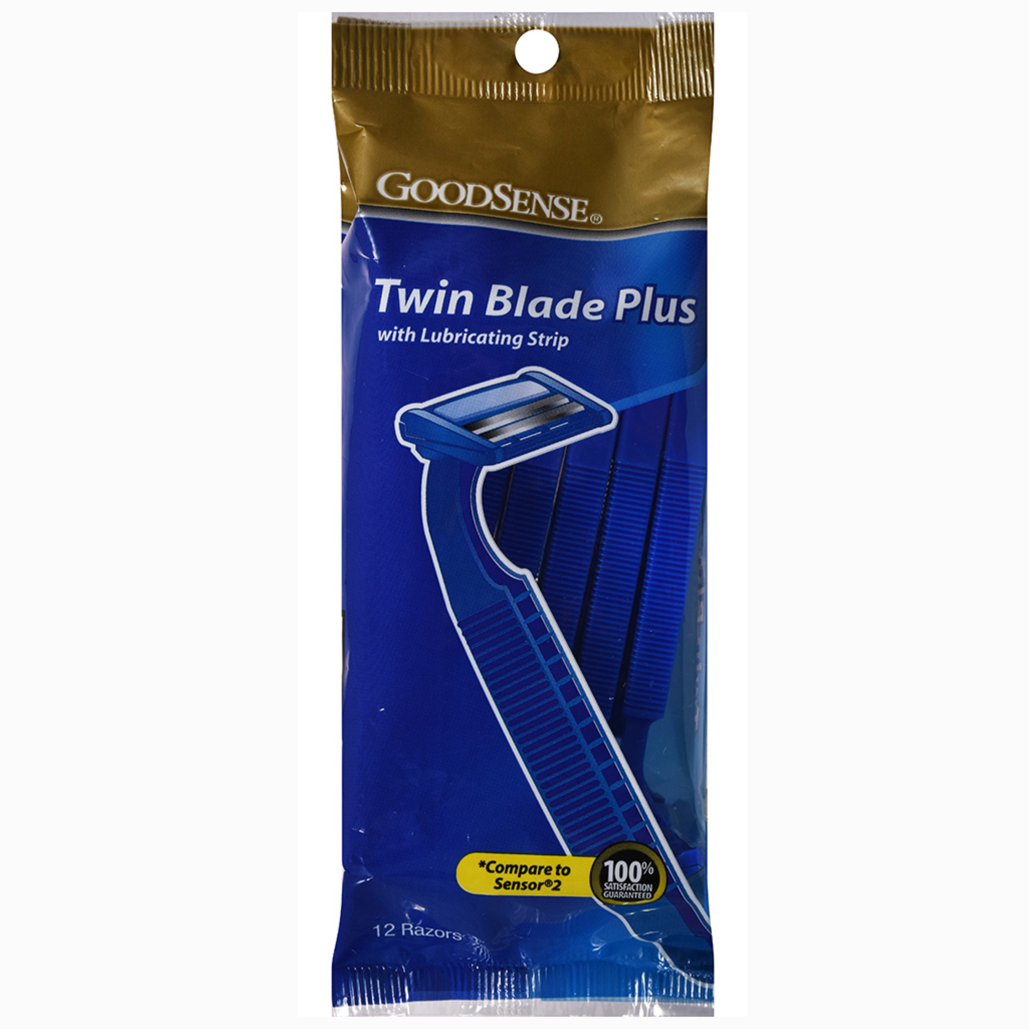 Twin Blade Plus Disposable Razors with Lubricating Strip, 12 Count, Smooth and Precise Shaving