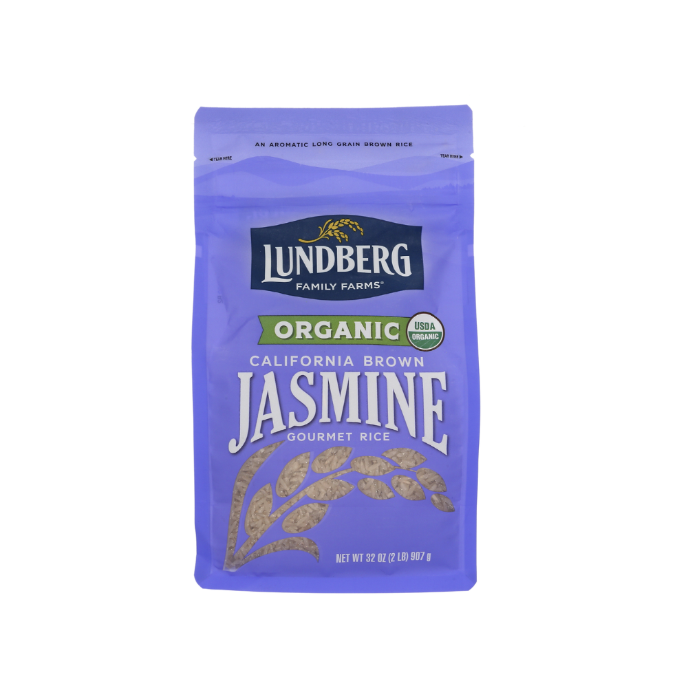 Lundberg Organic Jasmine Rice, Long Grain Brown Rice, 32 oz (Pack of 6)