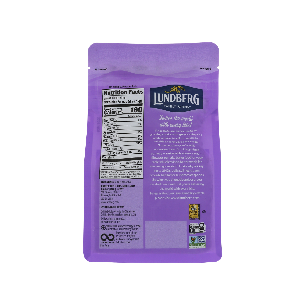 Lundberg Organic Black Pearl Rice, 1 lb (Pack of 6)