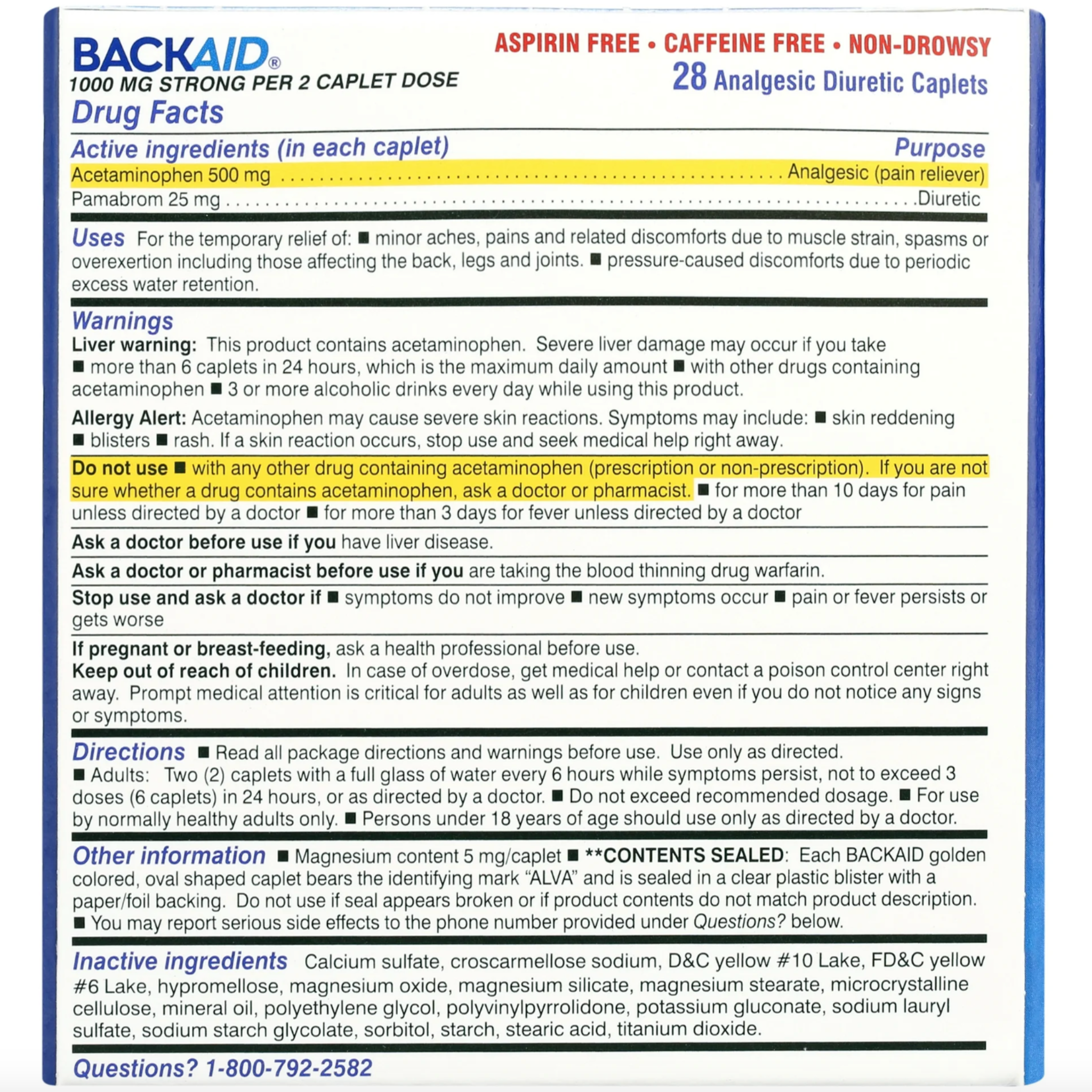 Backaid Max Aspirin-Free Pain Relief for Back, Leg, and Sciatica, 28 Count