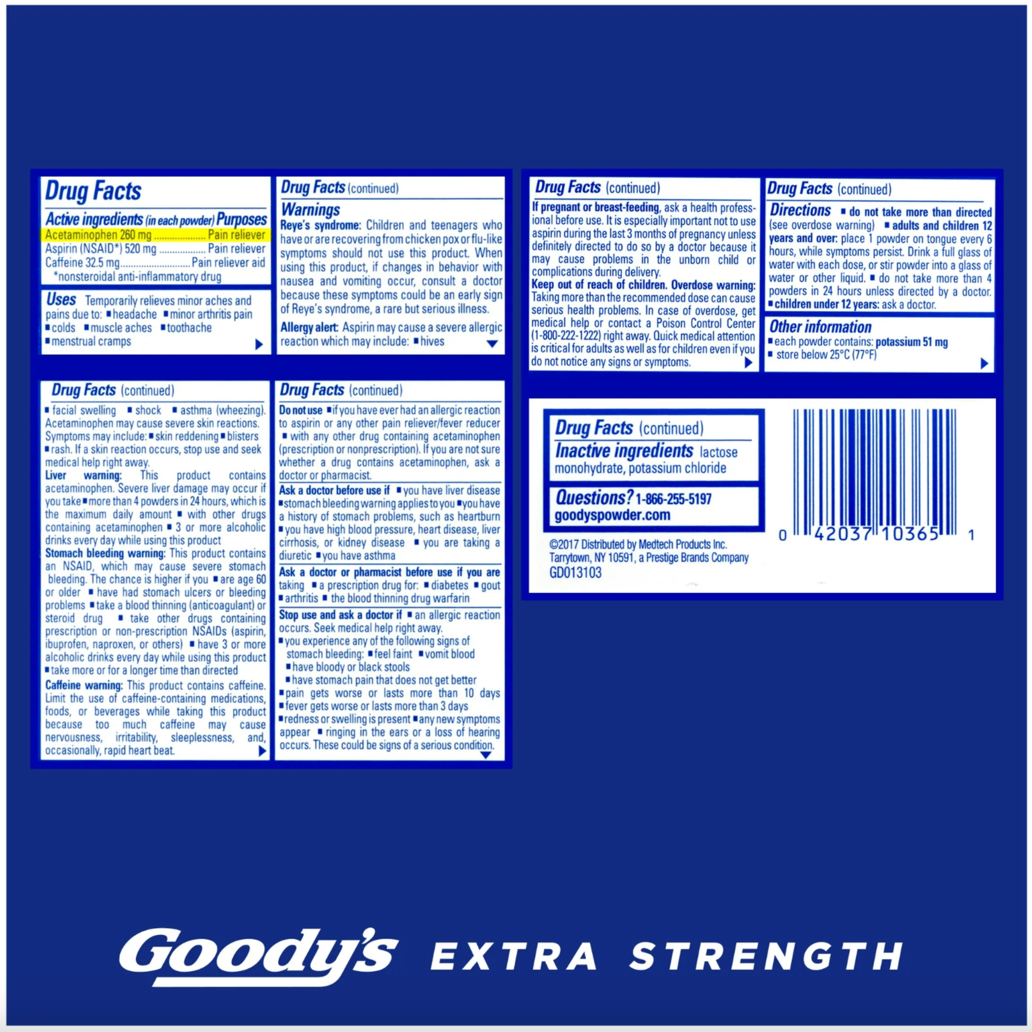 Goody's Extra Strength Headache Powder, 24 Powder Sticks