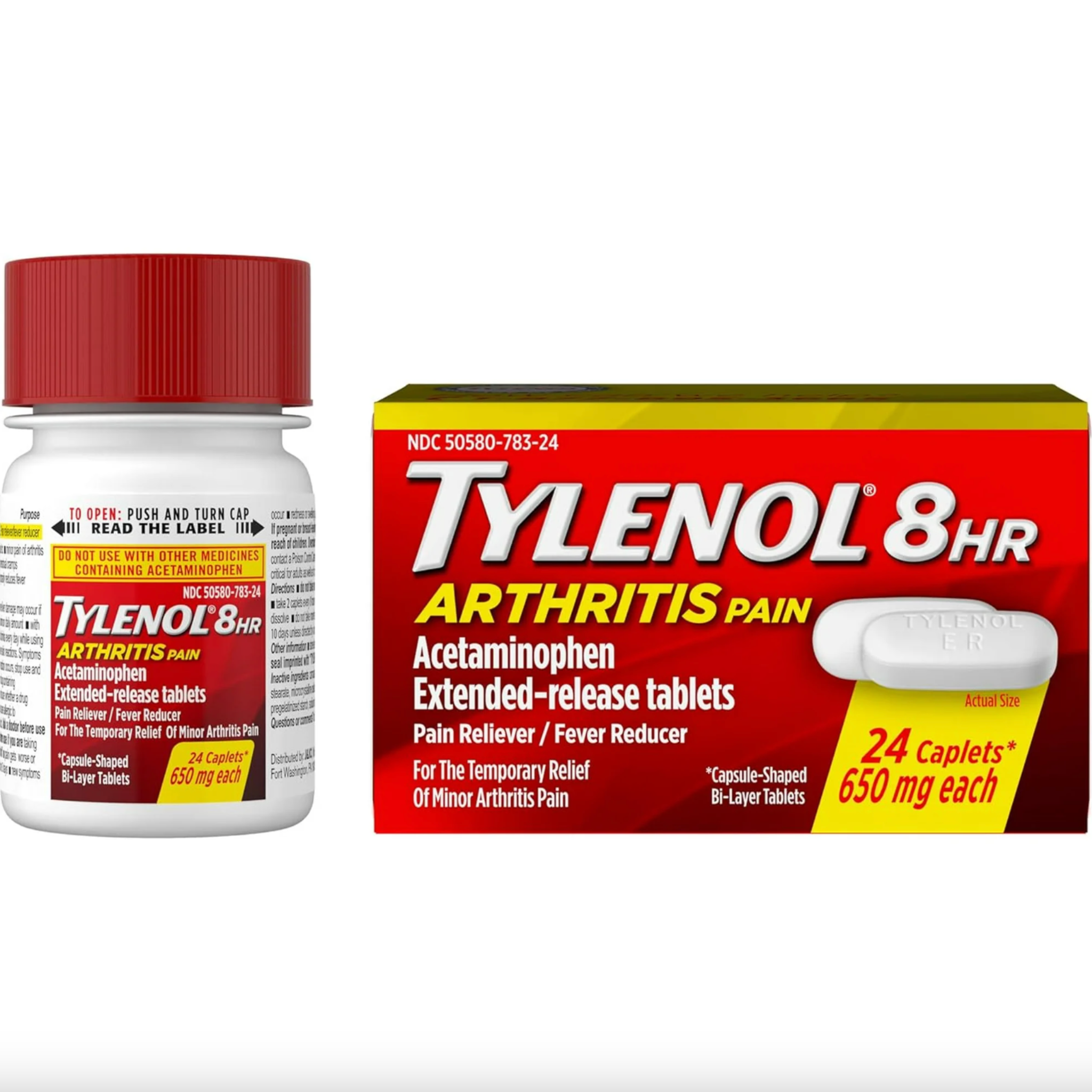 Tylenol 8 Hour Arthritis Pain Relief Extended-Release Tablets, 650 mg Acetaminophen, Joint Pain Reliever & Fever Reducer Medicine, Oral Pain Reliever for Arthritis & Joint Pain, 24 Count