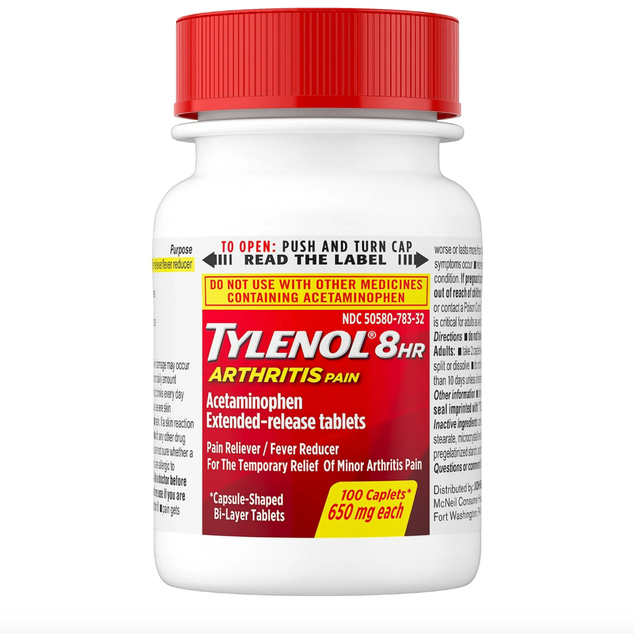 Tylenol 8 Hour Arthritis Pain Tablets with Acetaminophen for Joint Pain, 100 ct