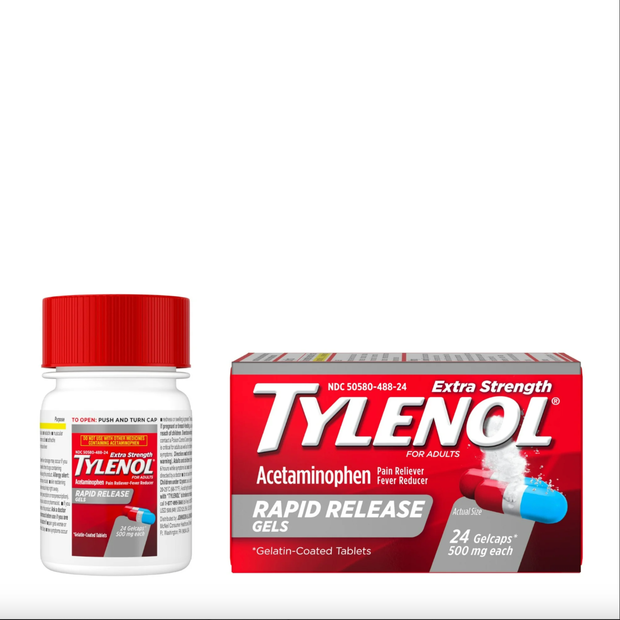 Tylenol Extra Strength Acetaminophen Rapid Release Gels, 24 Ct